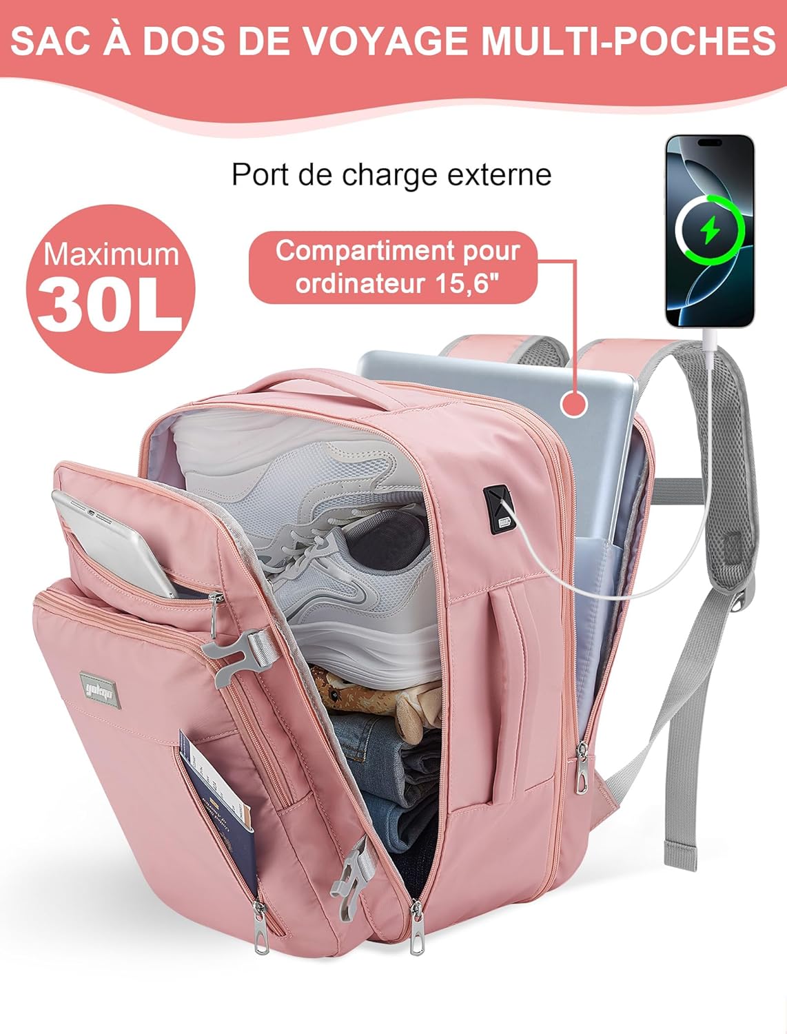 Detalle 2 de YOKGO Sac a Dos Voyage Cabine 24-30L 40x30x20