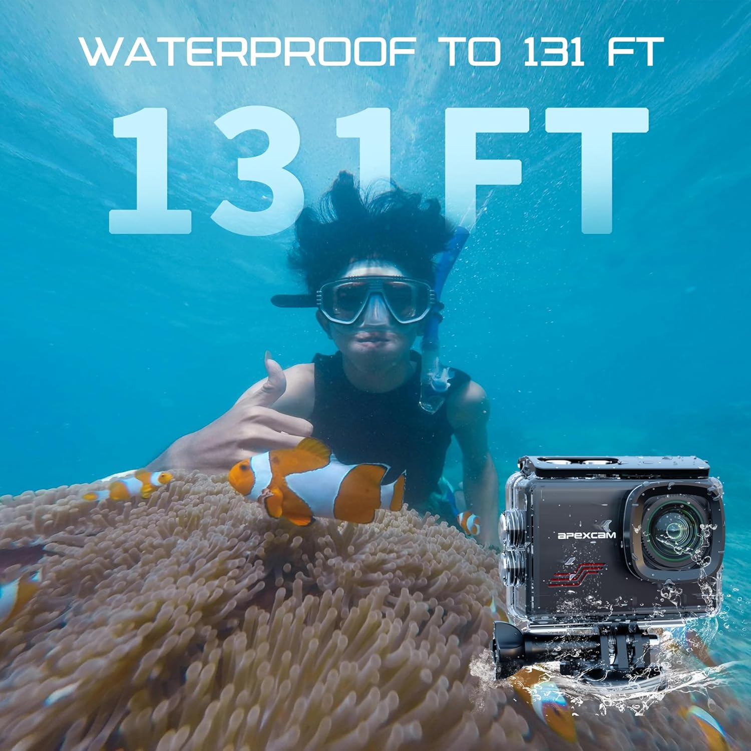Thumbnail 2 de Apexcam M80pro Action Cam mit 64 GB Karte, 4K60FPS, WLAN, wasserdicht bis 40 m & Zubehör-Set