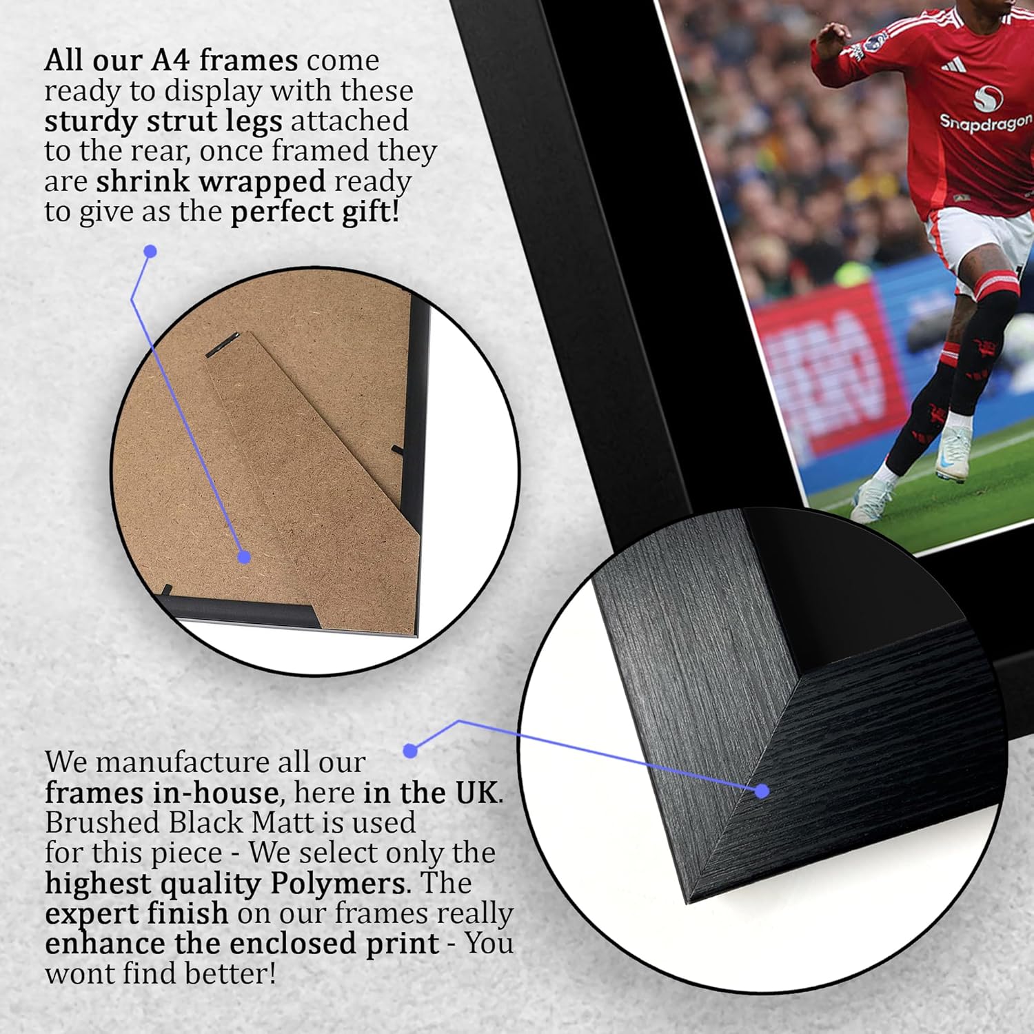 Thumbnail 6 de HWC Trading FR Marcus Rashford A4 signed framed print (A4 black polycarbonate frame)