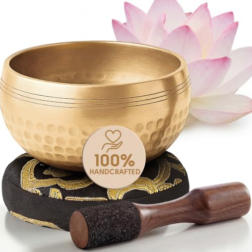 Detalle de Silent Mind Tibetan Singing Bowl Set – Beginner Friendly, Easy to Play with Cushion & Mallet
