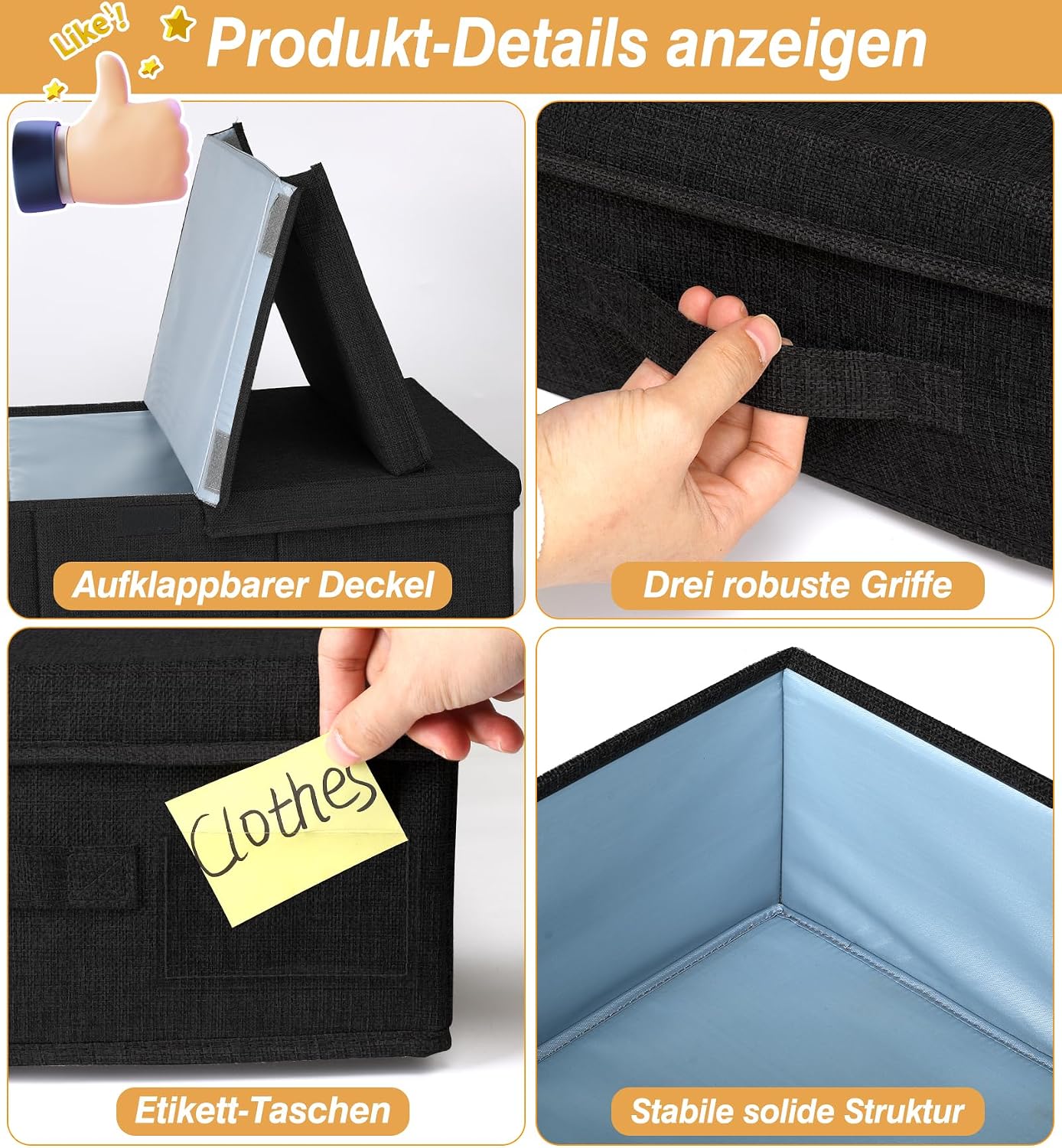 Thumbnail 5 de Unterbett-Aufbewahrungsbox (2er-Set) mit Deckel – 79 x 40 x 15 cm, faltbar & stapelbar