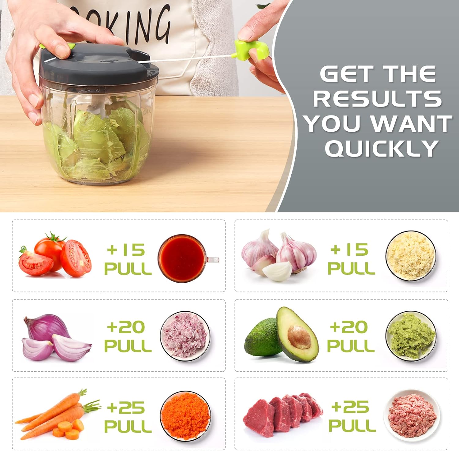 Thumbnail 1 de Sinnsally Manual Food Chopper Pull String