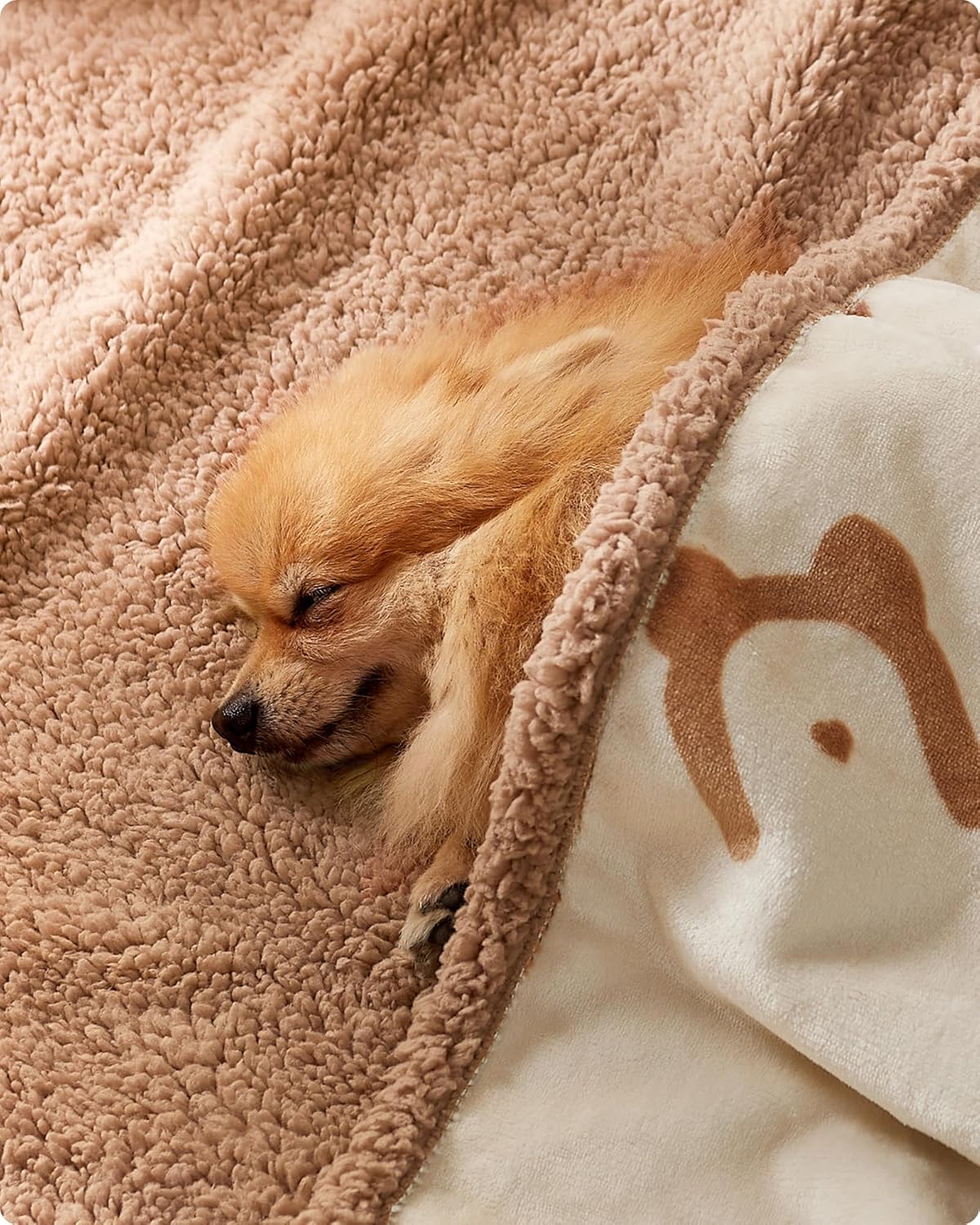 Detalle 2 de Feandrea Waterproof Dog Blanket (Sherpa Fleece & Flannel) PPB040K01, 101 x 73 cm, M
