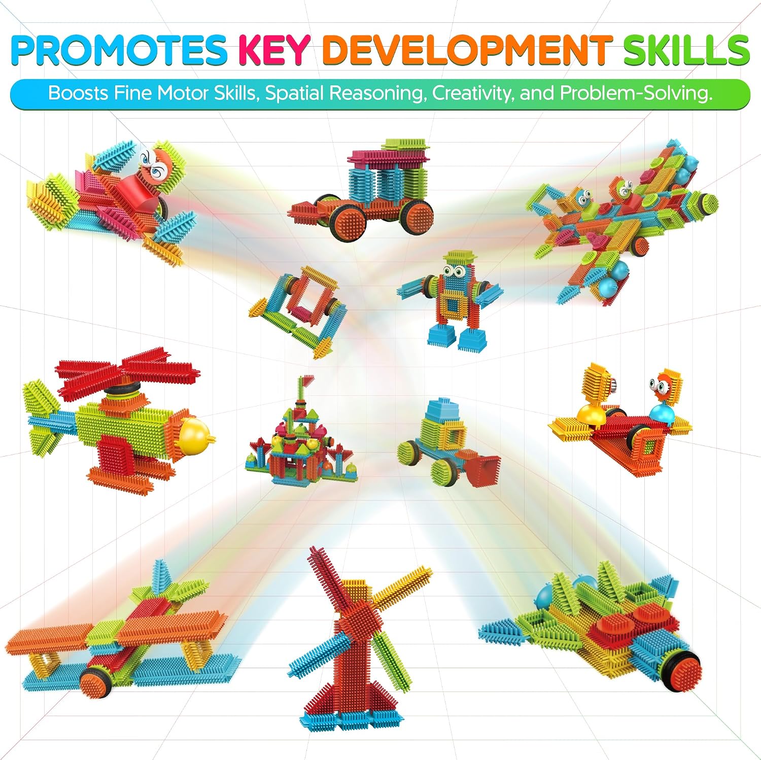 Detalle 2 de Contixo 144 pcs Bristle Shape 3D STEM Building Toys