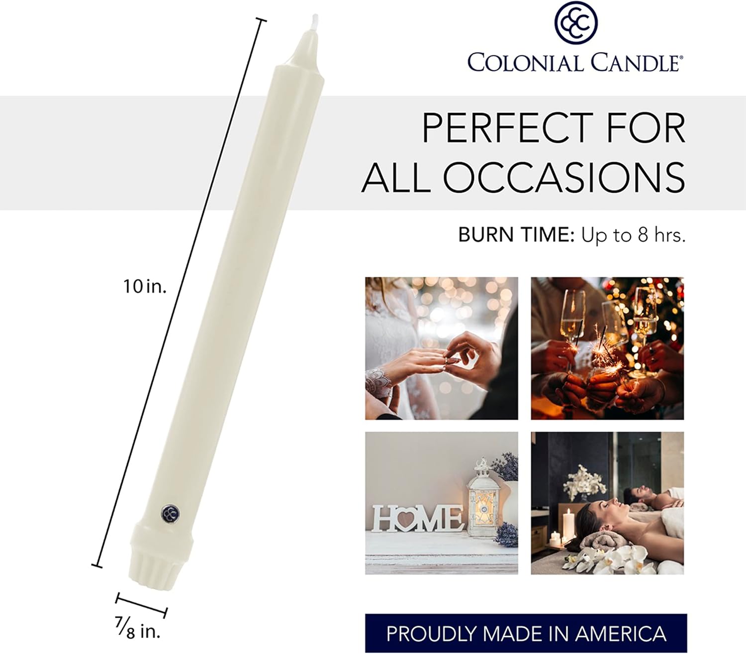 Thumbnail 2 de Colonial Candle Unscented Taper Candle, Ivory, 10 In, Pack of 12 (Classic Collection)