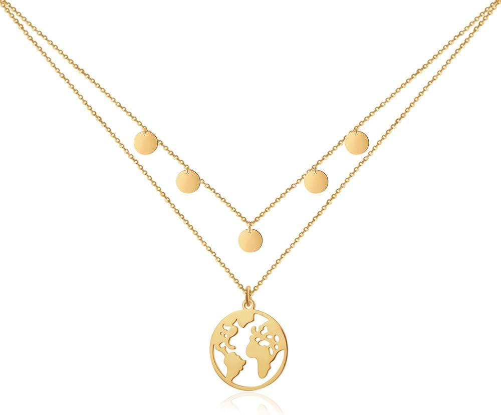 Thumbnail 6 de GD GOOD.designs EST. 2015 Collier globe terrestre femme réglable en acier inoxydable doré et argenté