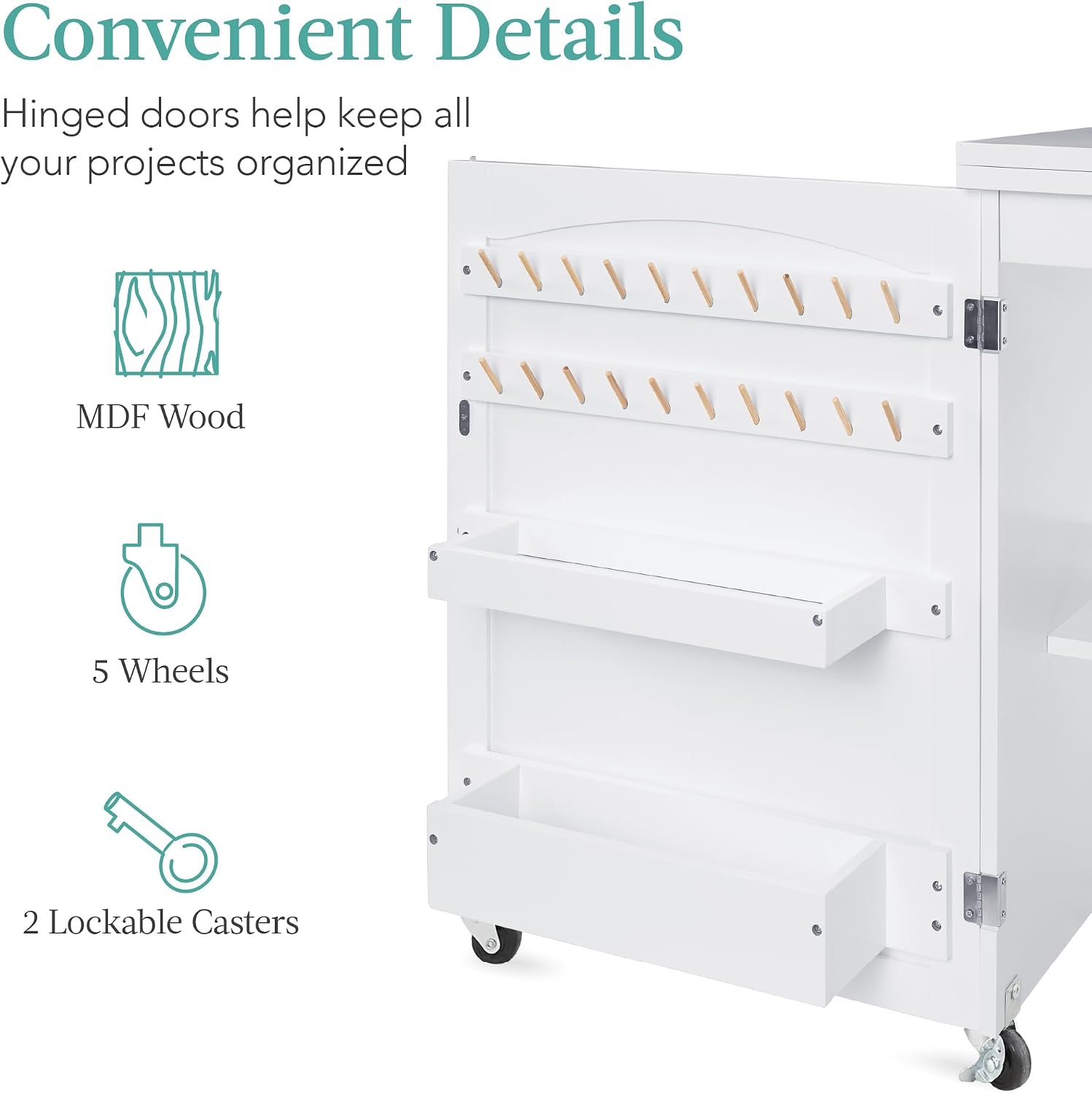 Thumbnail 6 de Best Choice Products SKY5834 Folding Sewing Table, White, Wheeled Craft Station