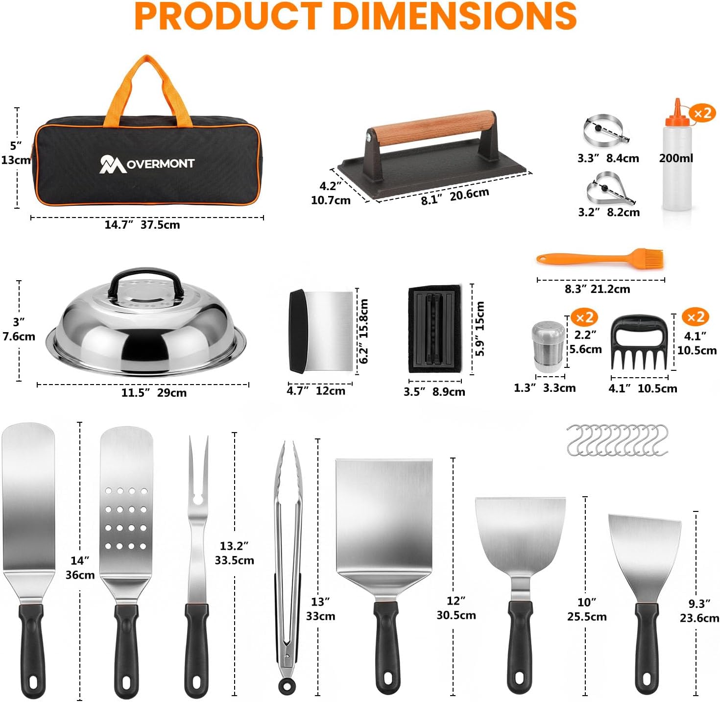 Thumbnail 4 de OVERMONT 31-Piece Set Griddle Accessories Kit with Stainless Steel Tools