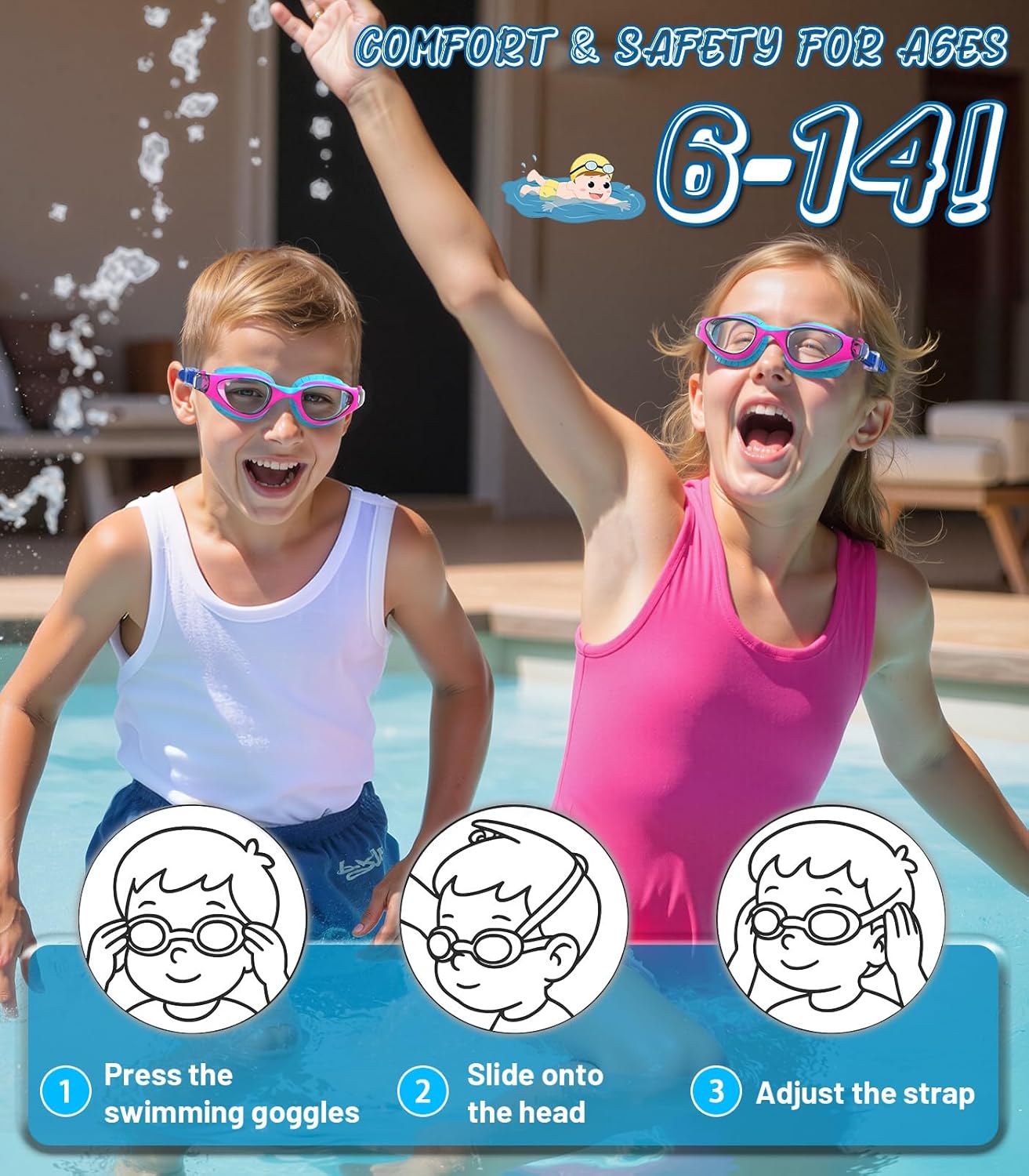 Thumbnail 5 de HIGAHY Kinder-Schwimmbrille mit UV-Schutz und Anti-Fog – für Jungen und Mädchen 6–14 Jahre