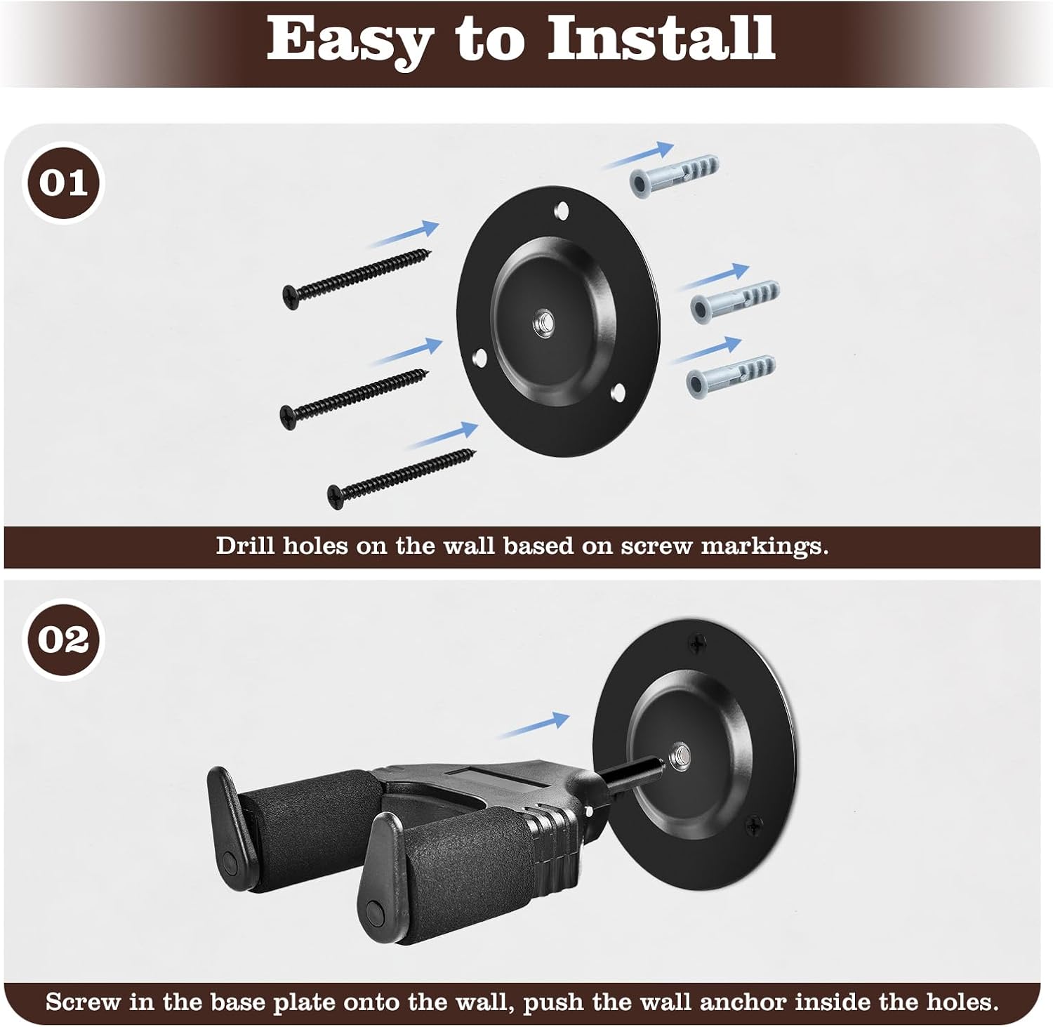 Detalle de OTraki Colgador de Guitarra para Pared con Bloqueo Automático | Soporte duradero para Guitarra, Bajo, Mandolina y Violín