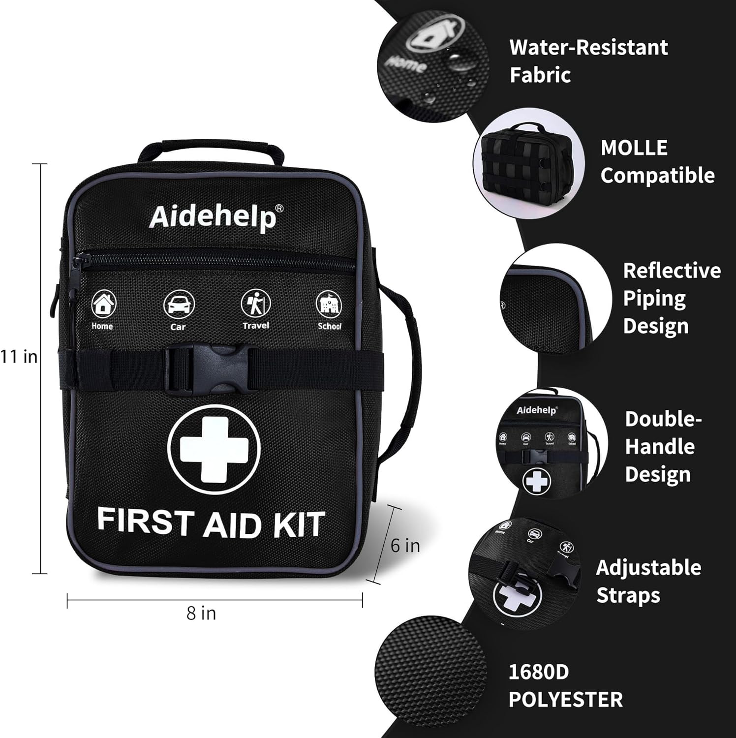 Detalle de 520 Pieces Premium First Aid Kit — Large Emergency Medical Kit for Car, Home, Travel, and Outdoor Adventures