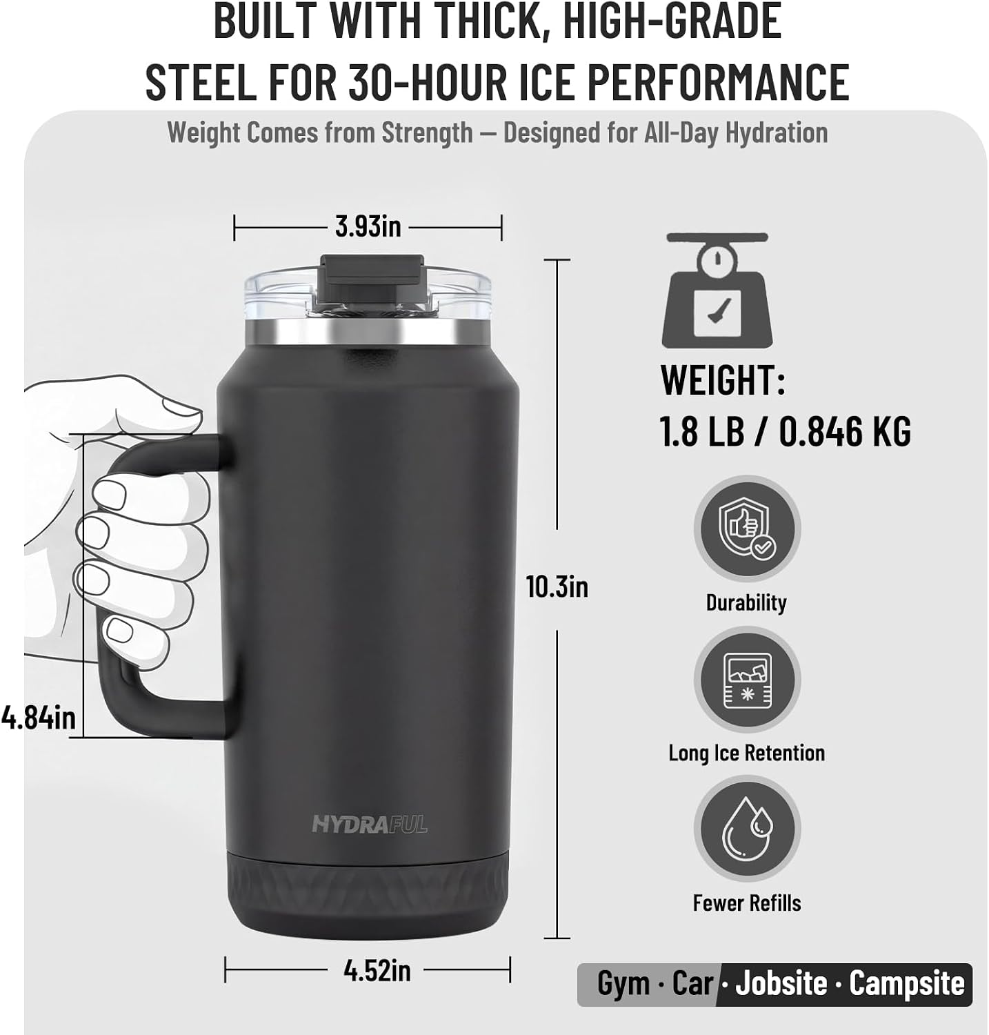Thumbnail 6 de Hydraful 64 oz Tumbler with Handle and Straw – 100% Leak-Proof, Insulated Stainless Steel Travel Mug