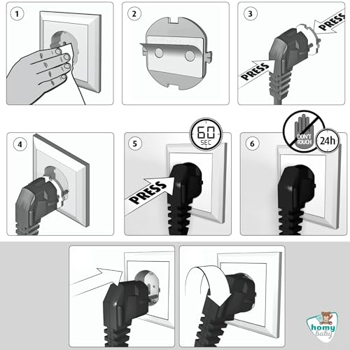 Thumbnail 6 de HOMYBABY [x20] Protectores Enchufes para Bebés: seguridad infantil con giro y adhesivo 3M
