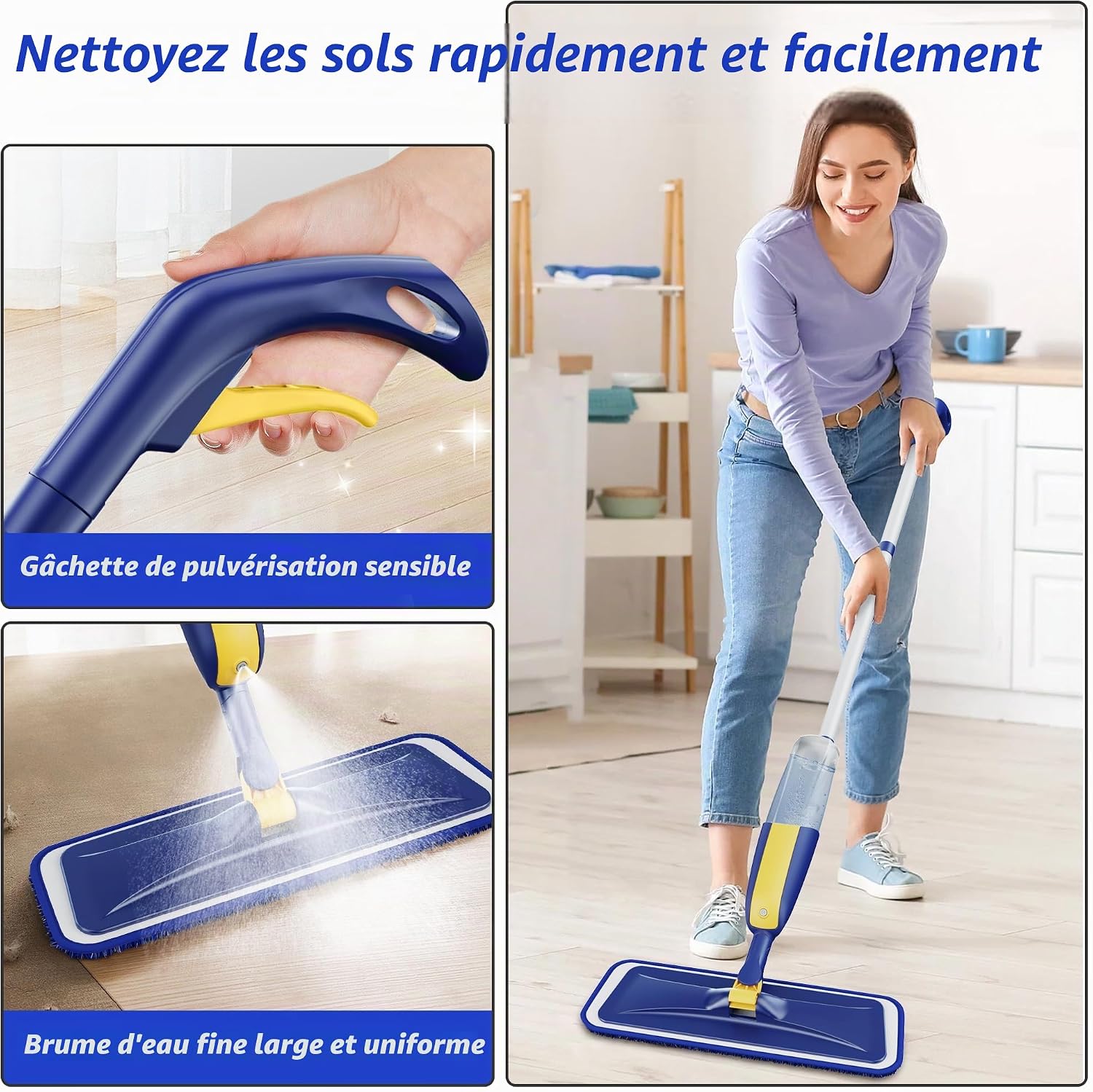 Detalle 2 de MANGOTIME 410SLHUANG2SL1HUANGPB1SH spraymop met 3 herbruikbare microvezelpads