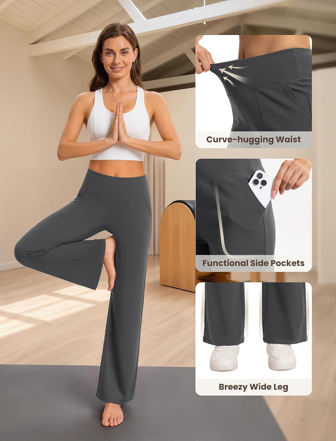 Detalle 2 de AB-Eleven Women's Wide-Leg Yoga Pants
