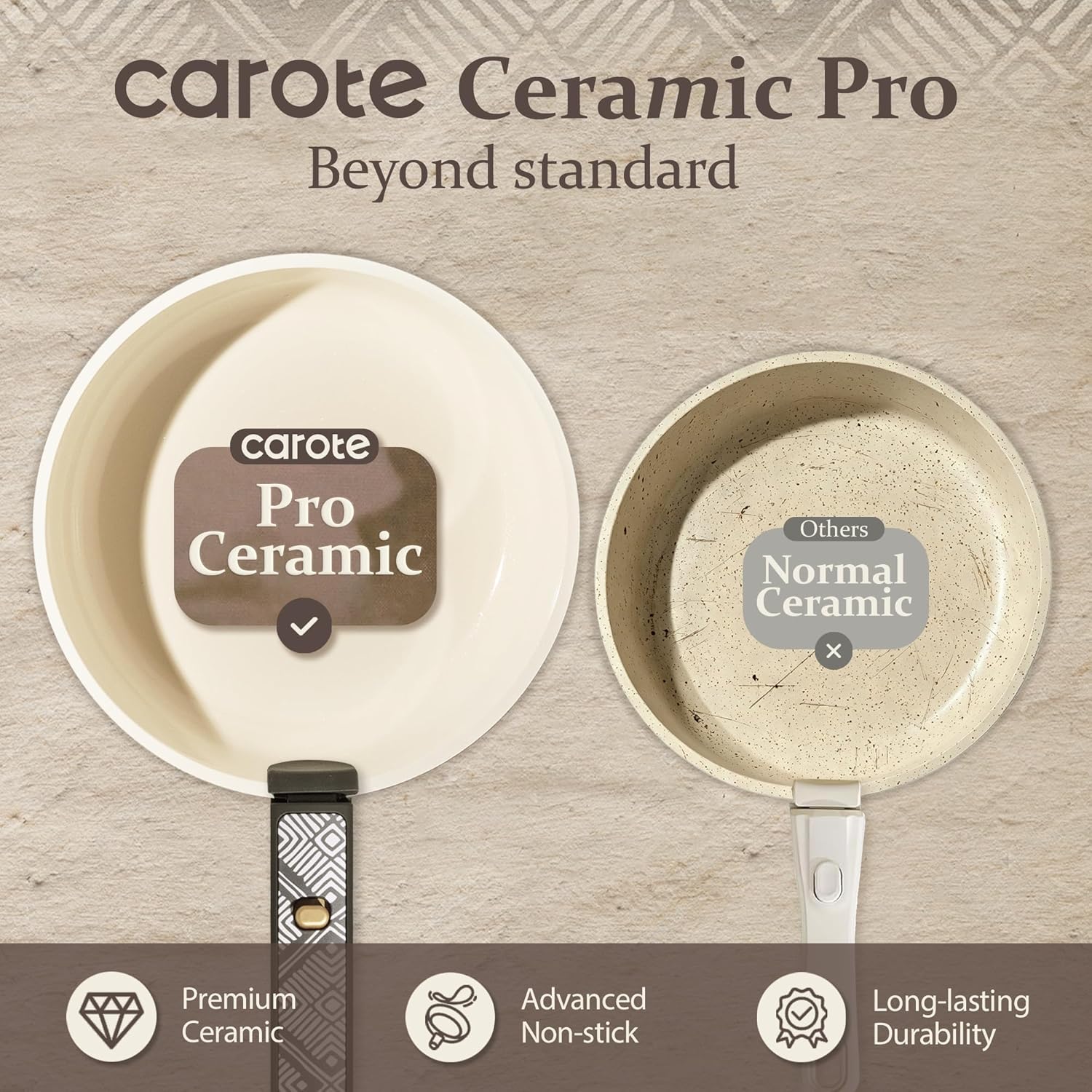 Thumbnail 4 de CAROTE 21-Piece Ceramic Cookware Set: Nonstick, Detachable Handle, Induction Ready