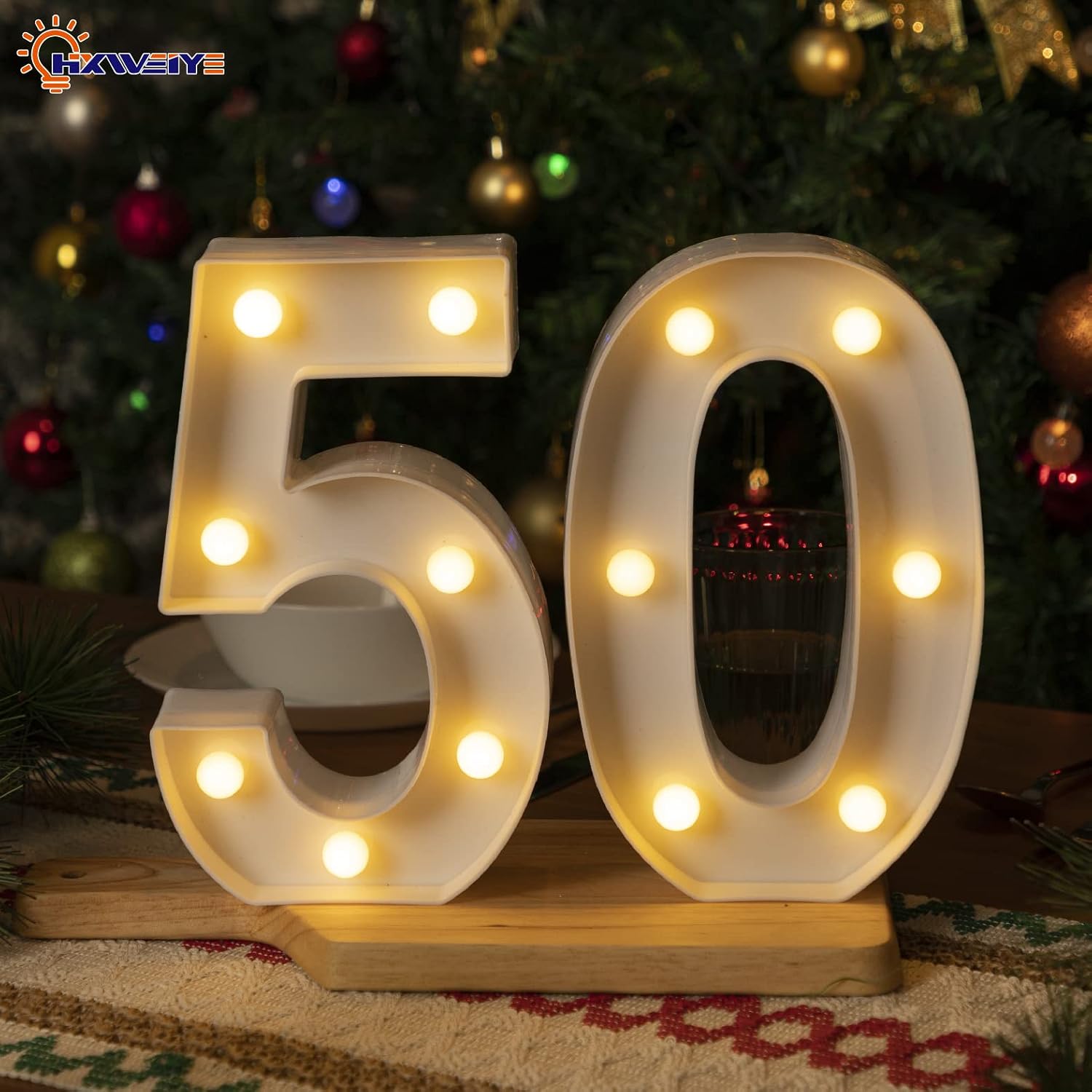 Detalle 1 de HXWEIYE Light Up Number 5, 8.58-Inch Battery-Operated Warm White LED