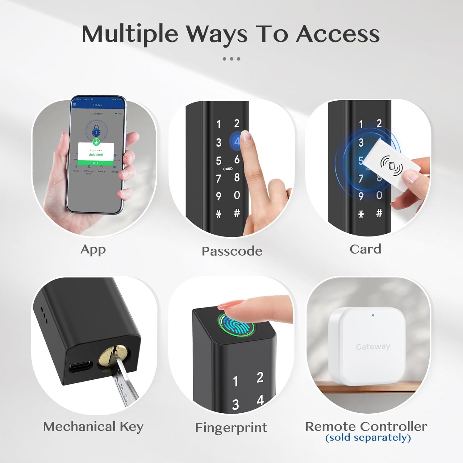 Detalle 2 de Ruveno Weatherproof Smart Door Lock with Handle (Fingerprint, Code & Bluetooth App) — slimline digital deadbolt