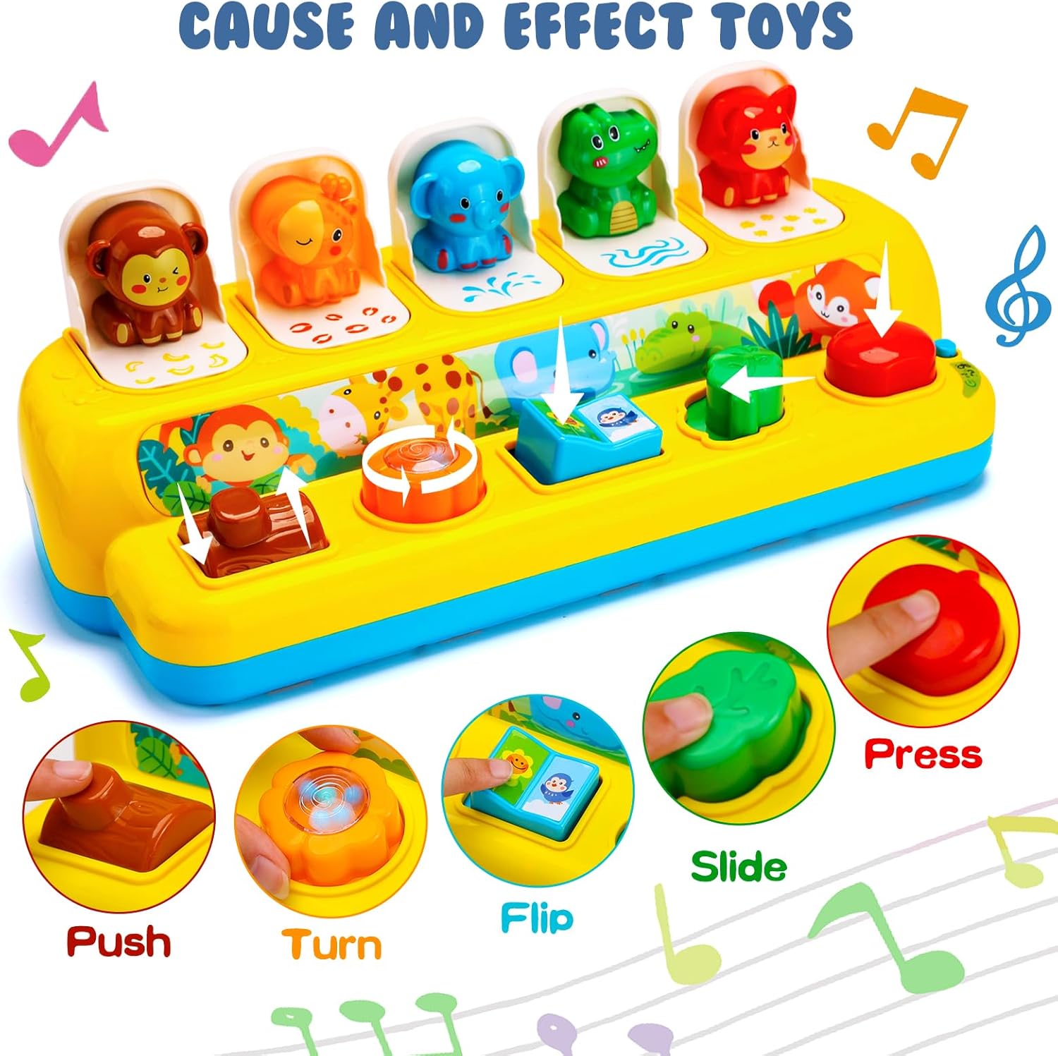 Thumbnail 2 de Interactive Pop Up Animal Toys with Music & Light – A Cause-and-Effect Baby Toy for 9–24 Months