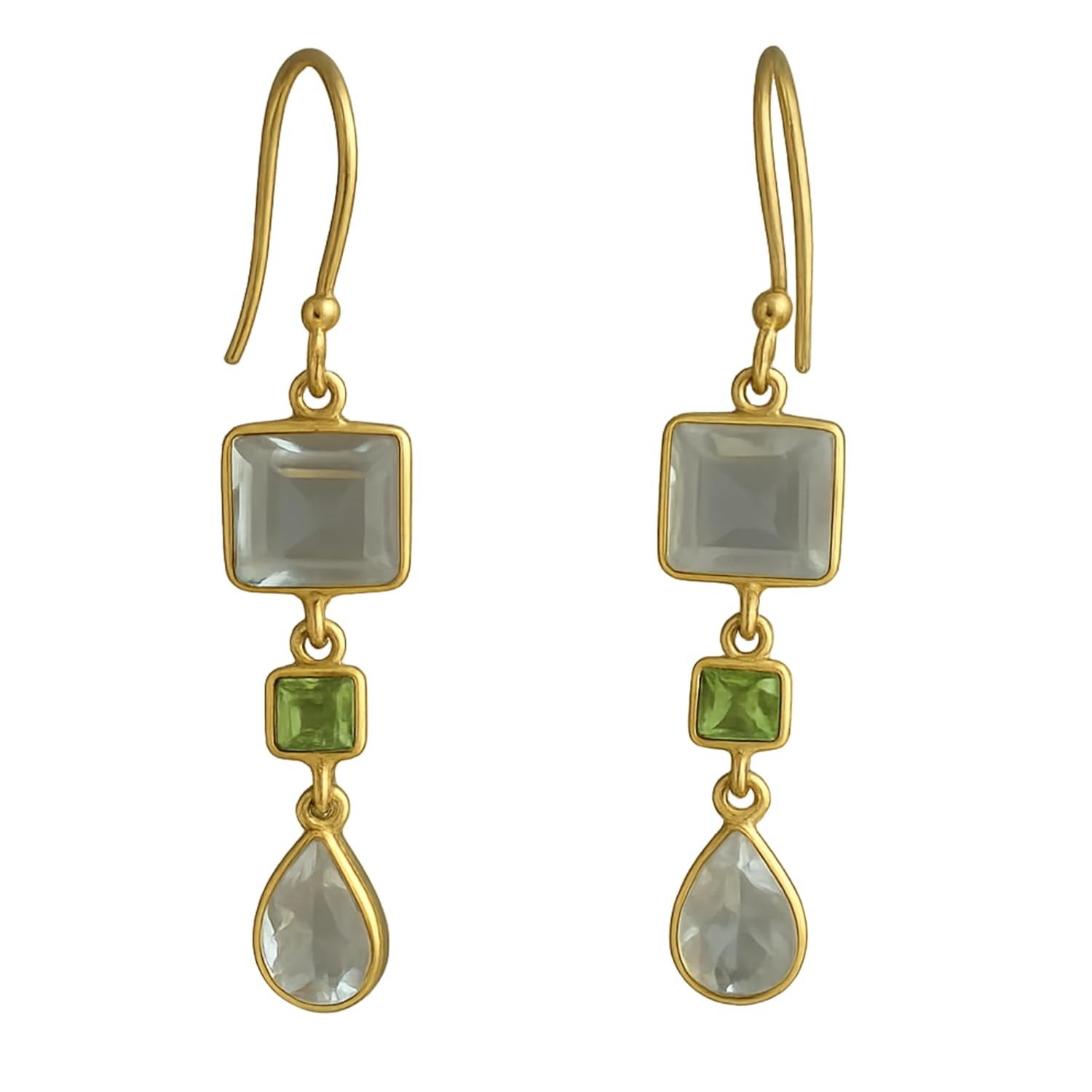 Detalle de Gruner Amethyst & Peridot Vergoldet – 925er Silber Ohrringe