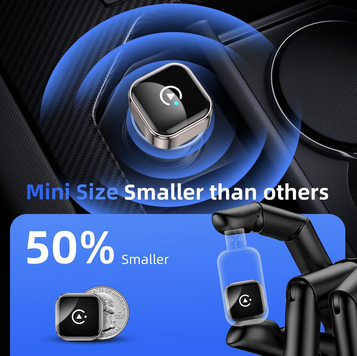 Thumbnail 4 de 2026 Upgraded Wireless CarPlay Adapter (UK) – convert wired CarPlay/Android Auto to wireless