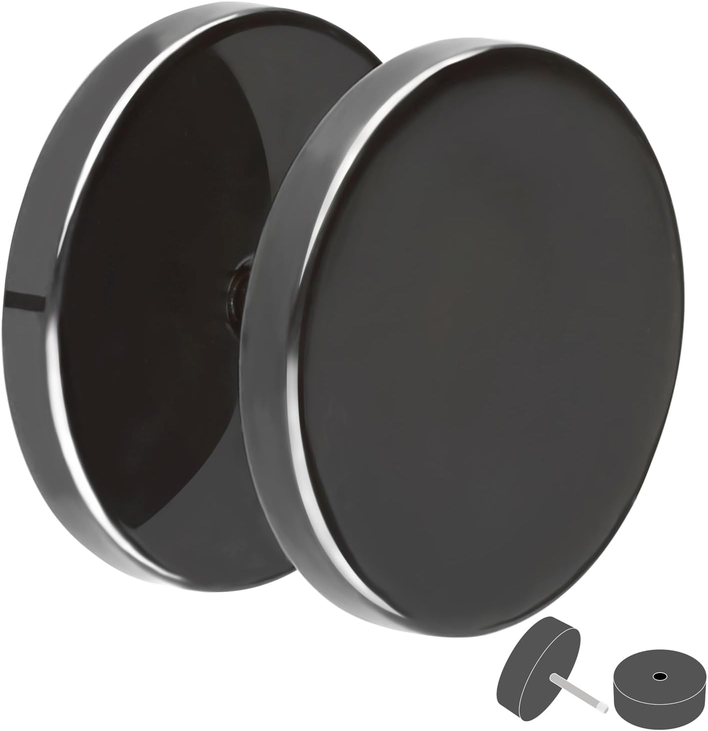 Detalle de Treuheld® Fake Plug Ohrstecker aus Titan – Schwarz, 6 Größen