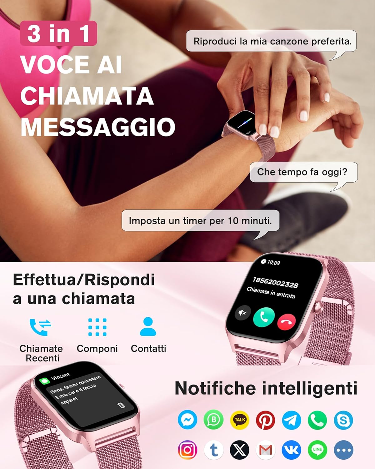 Detalle 2 de KALINCO Smartwatch 1.85” IA per salute e sport