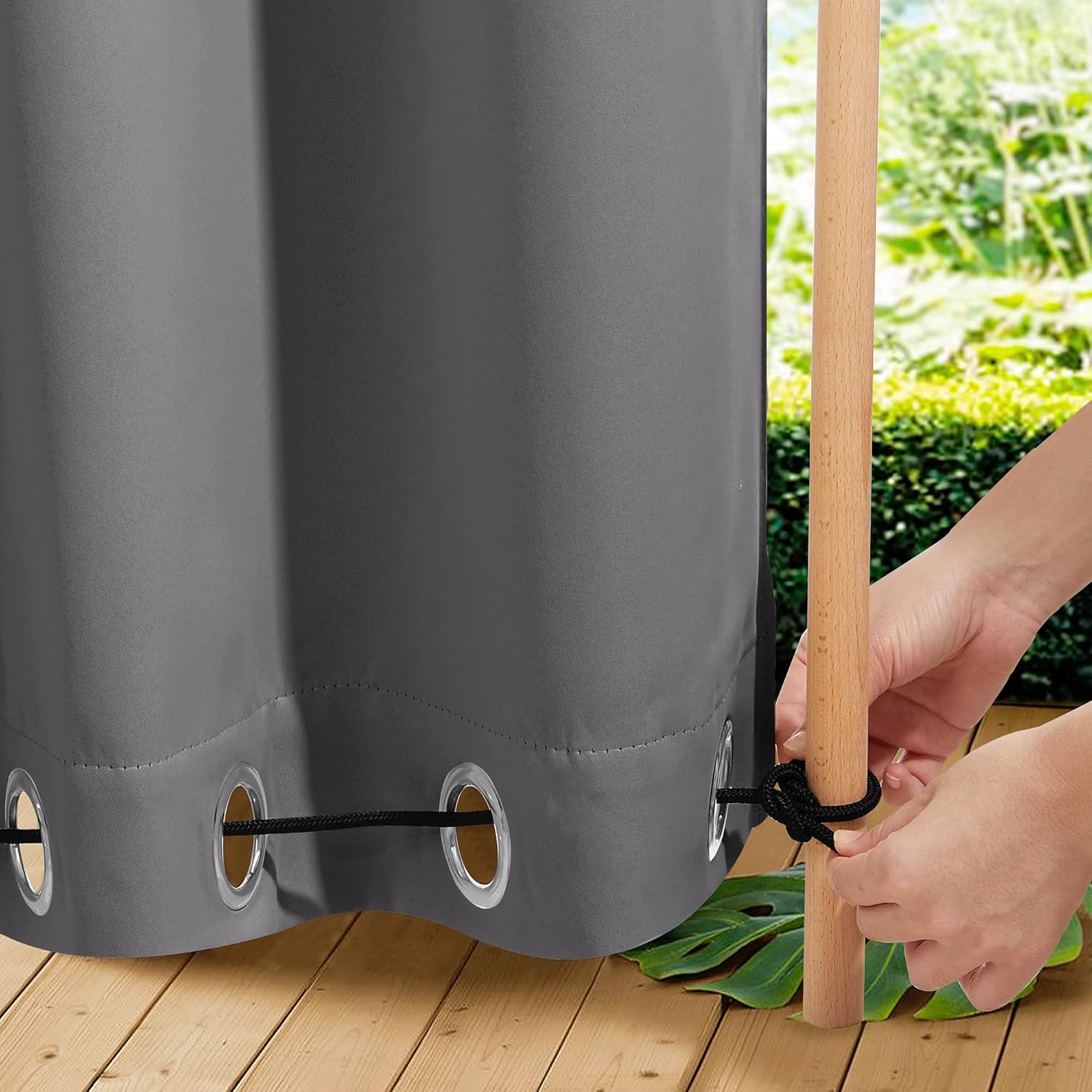 Thumbnail 6 de NICETOWN 2 Panels Outdoor Curtains for Patio: Waterproof, Windproof, Thermal Insulated and Sun Blocking (Grey, 2 Panels)