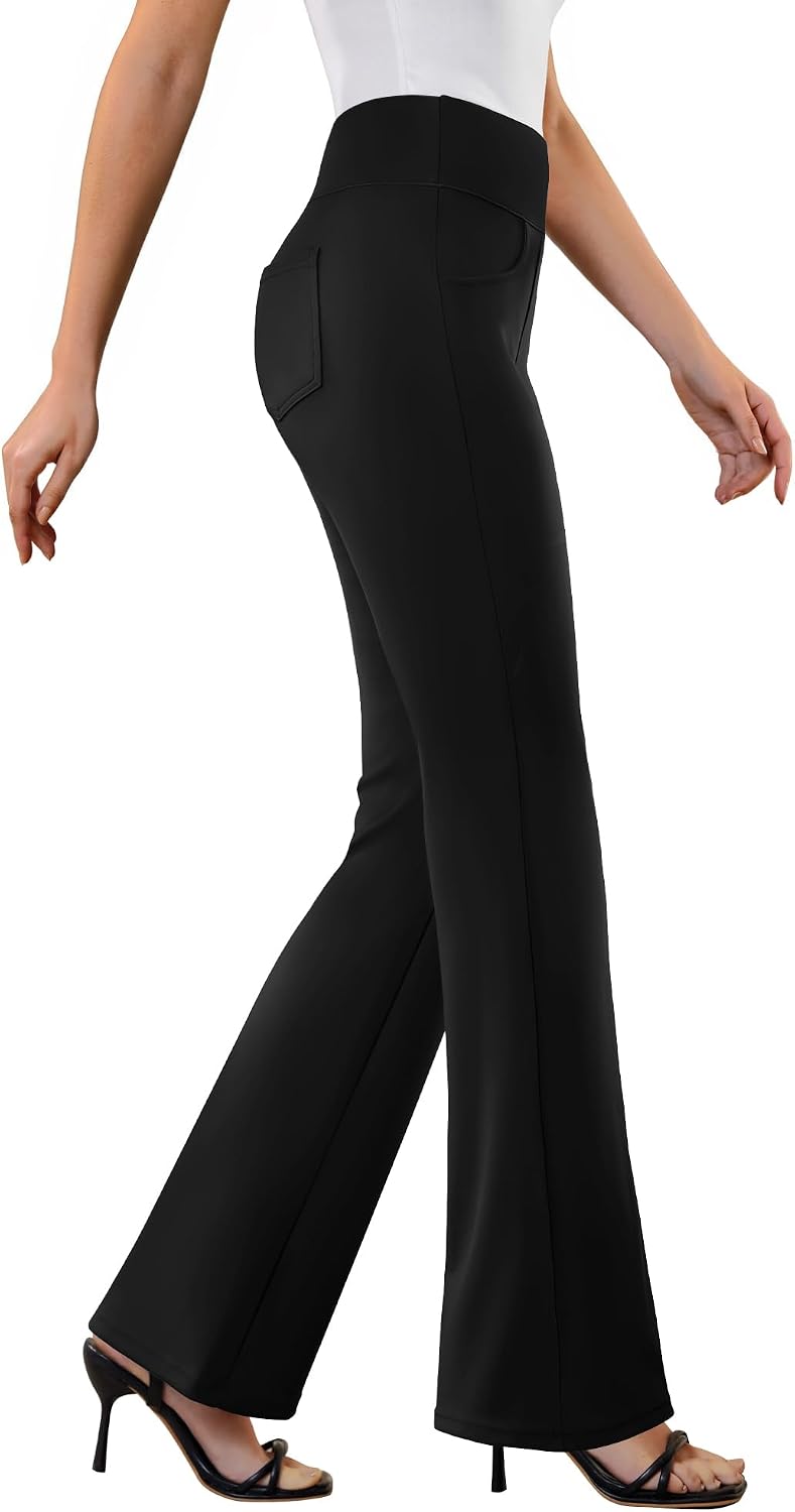 Detalle de DLOODA Women's Stretch Work Pants, High-Waisted Bootcut with 4 Pockets