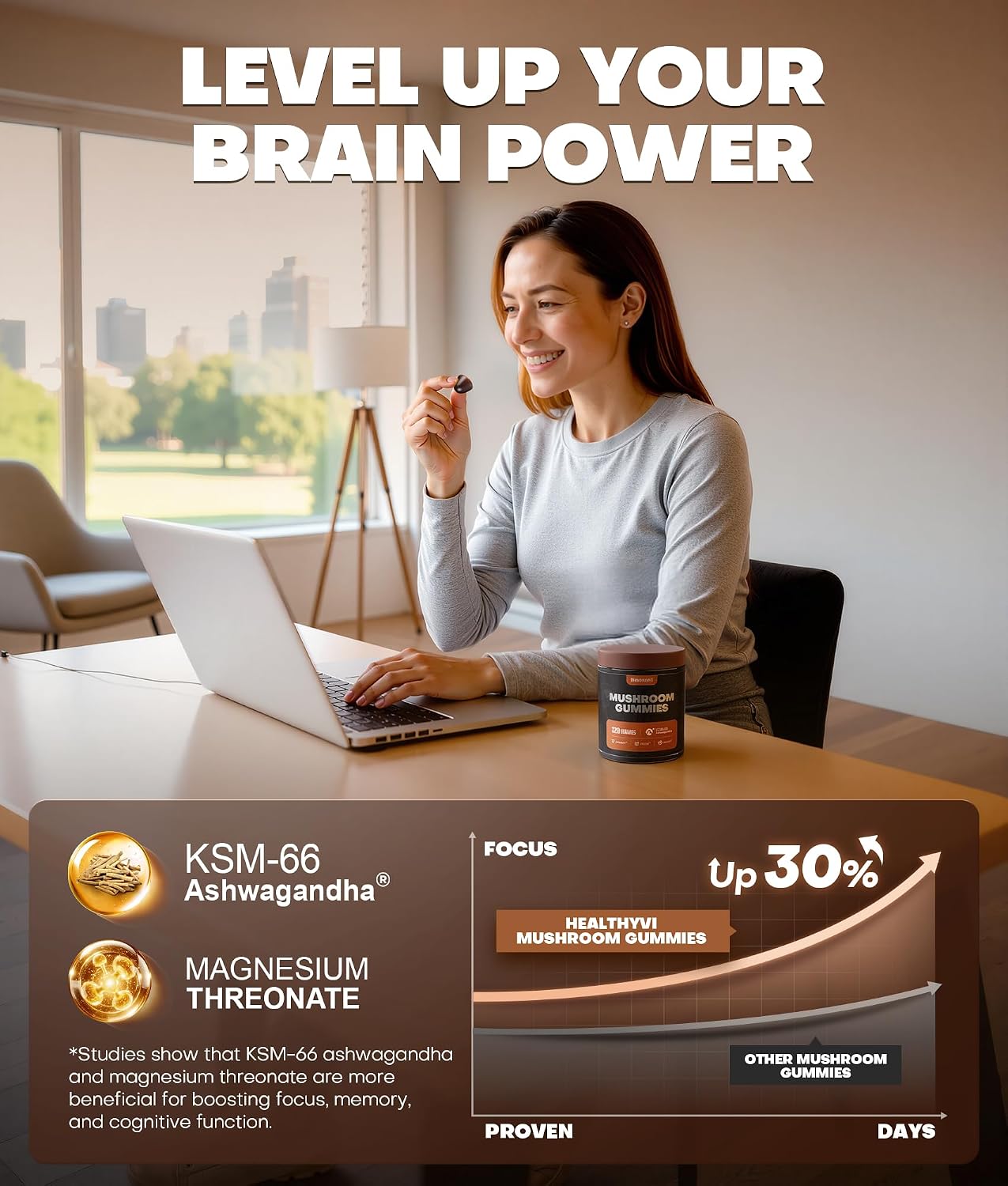 Detalle de HEALTHYVI Mushroom Gummies, 10-in-1