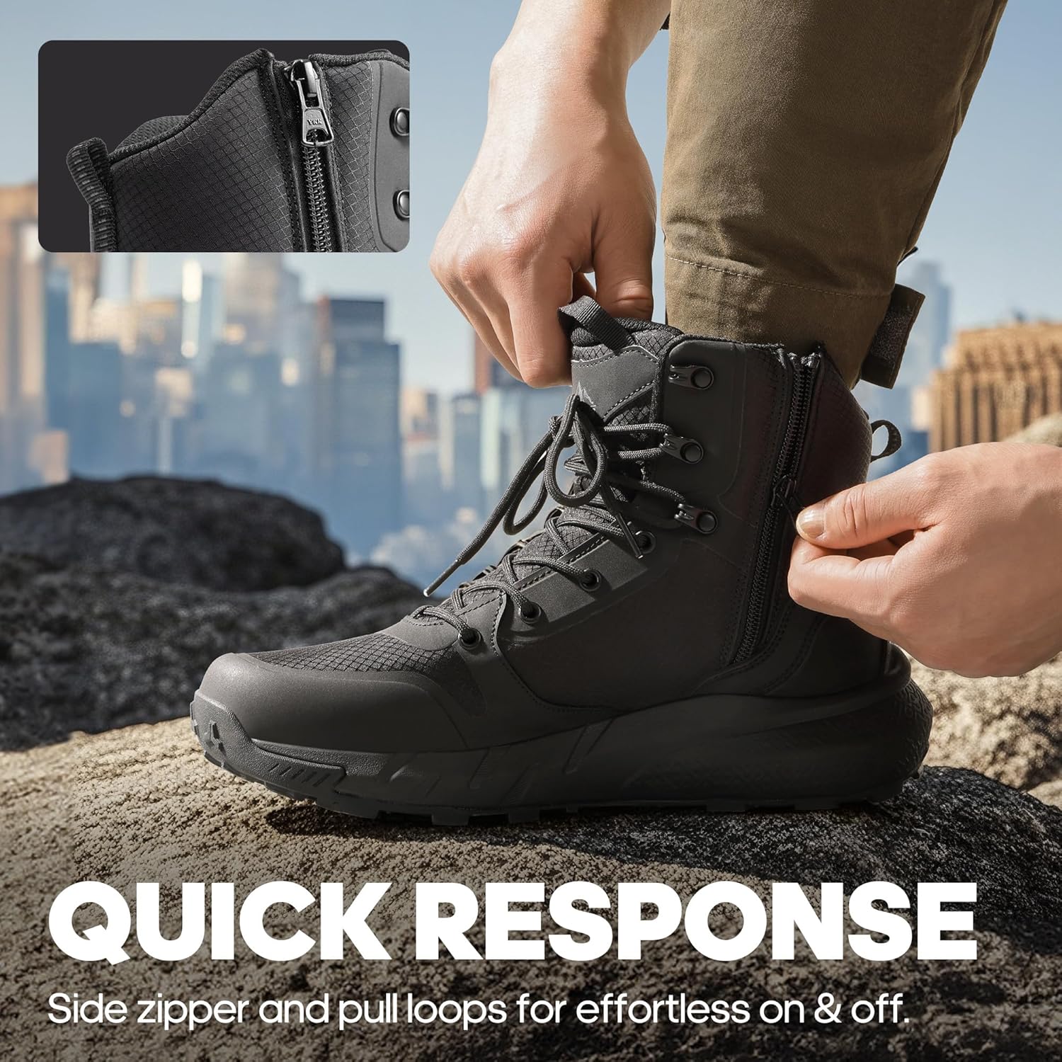 Thumbnail 5 de NORTIV 8 Men's Military Tactical Boot: Lightweight, All-Day Comfort with Side Zip