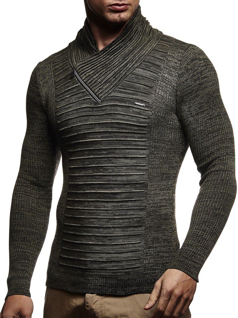 Detalle 2 de Leif Nelson LN-1535: maglione uomo felpa con cappuccio, sciallatto e taglio sciancrato