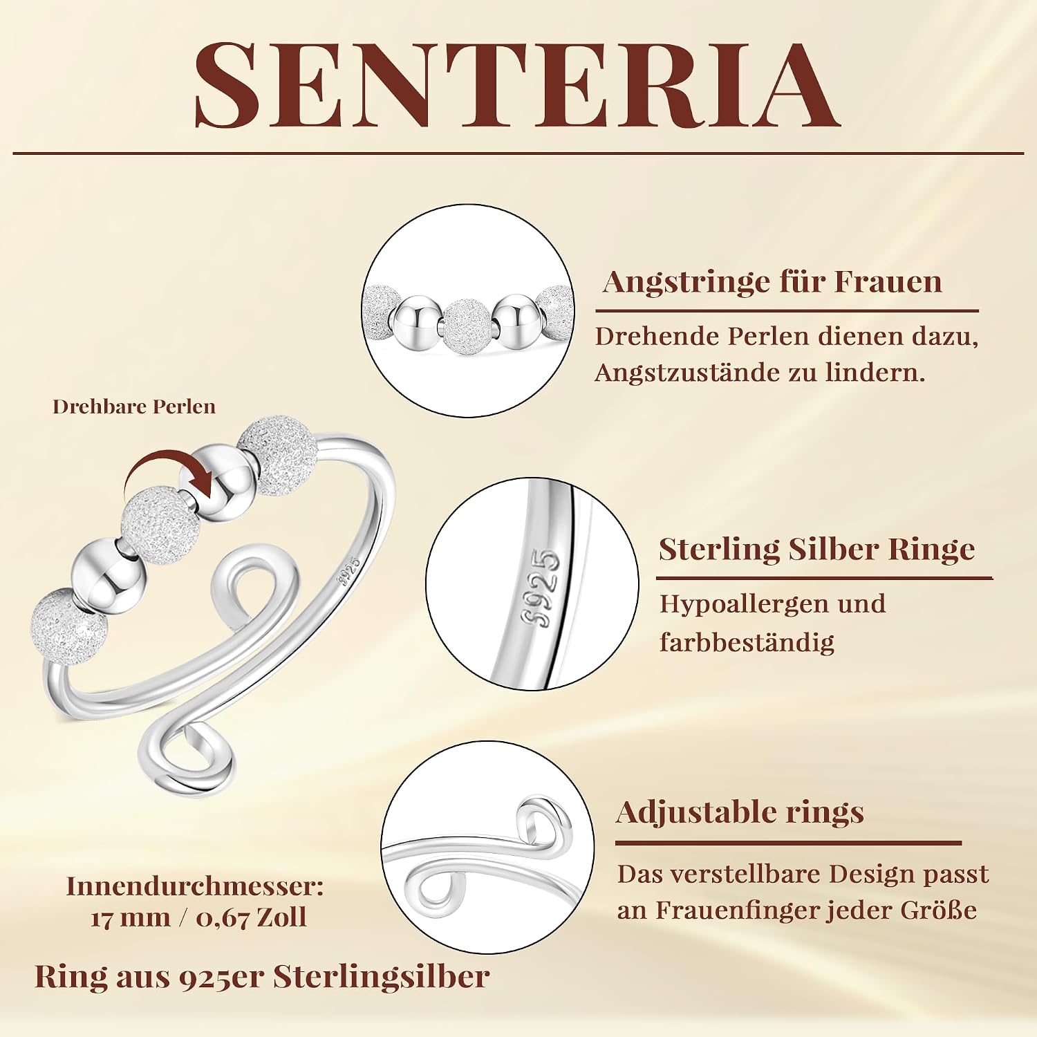 Detalle 2 de Senteria Angst-Ringe Ring aus 925 Silber