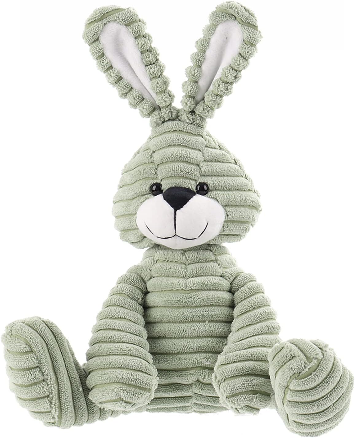 Detalle de Apricot Little Green Bunny Plush Corduroy Rabbit – Soft, Handcrafted Plush for Kids