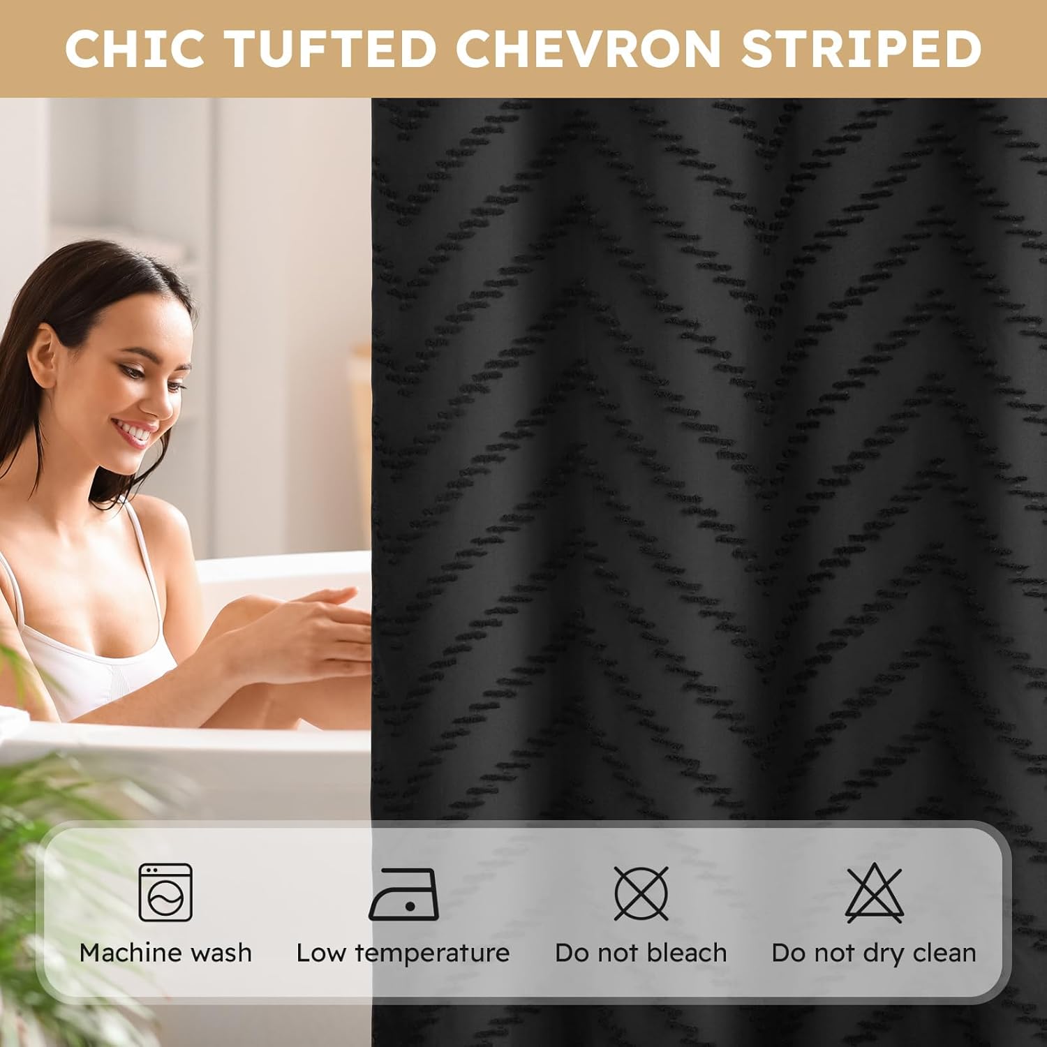 Thumbnail 3 de FADOTY No Hook Shower Curtain Set 71 x 74