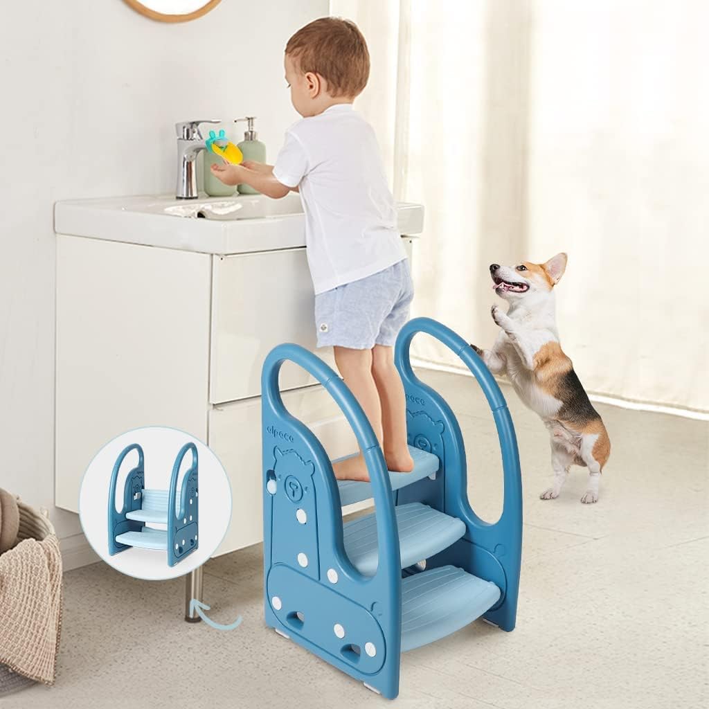 Thumbnail 2 de Onasti Tritthocker für Kinder – dreistufig höhenverstellbarer Tritt-Schemel mit Anti-Rutsch