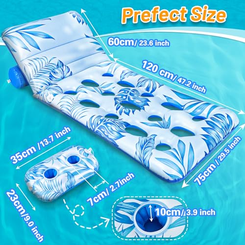 Detalle de Gontence Flotadores para Adultos: Hamaca hinchable con respaldo ajustable y portavasos (180 x 75 cm)