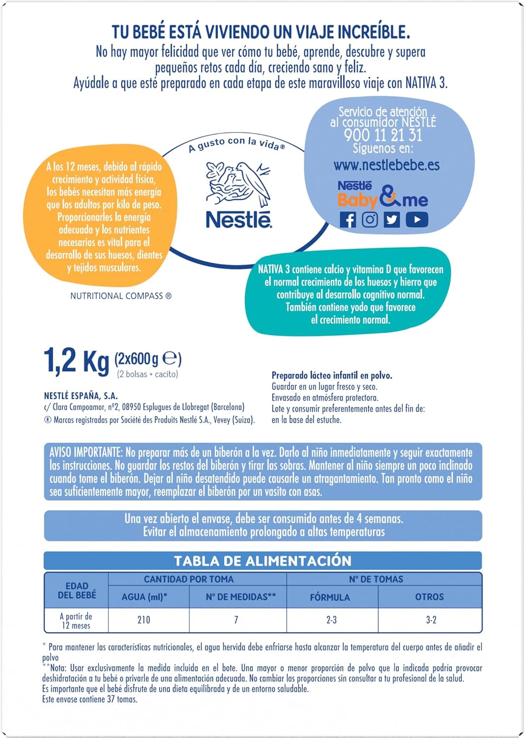 Thumbnail 4 de Nestlé Nativa 3 Leche de Crecimiento para Bebés 1200 G