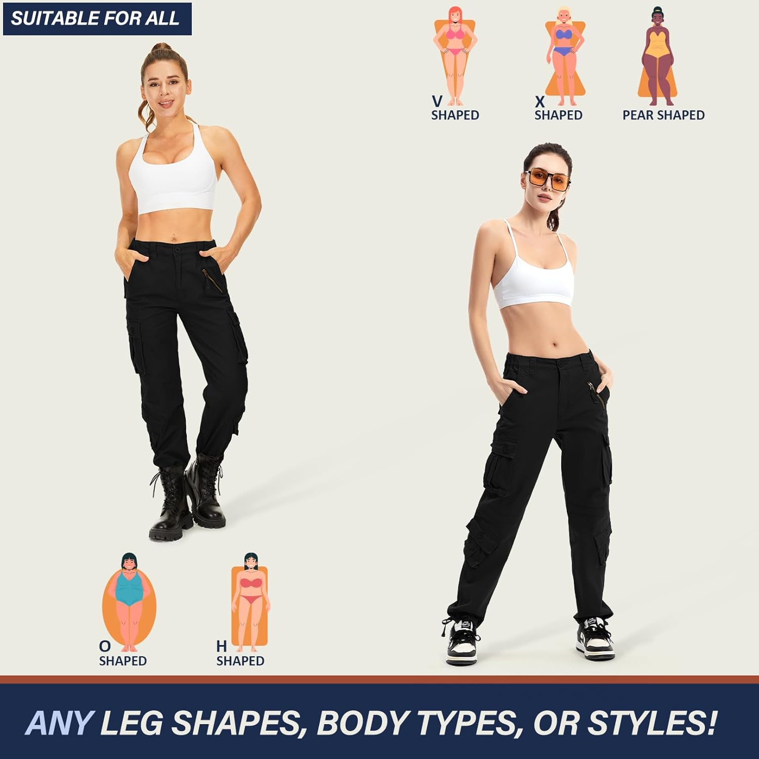 Detalle de Alfiudad Women’s Cargo Pants with Pockets for Hiking, Work & Everyday Wear
