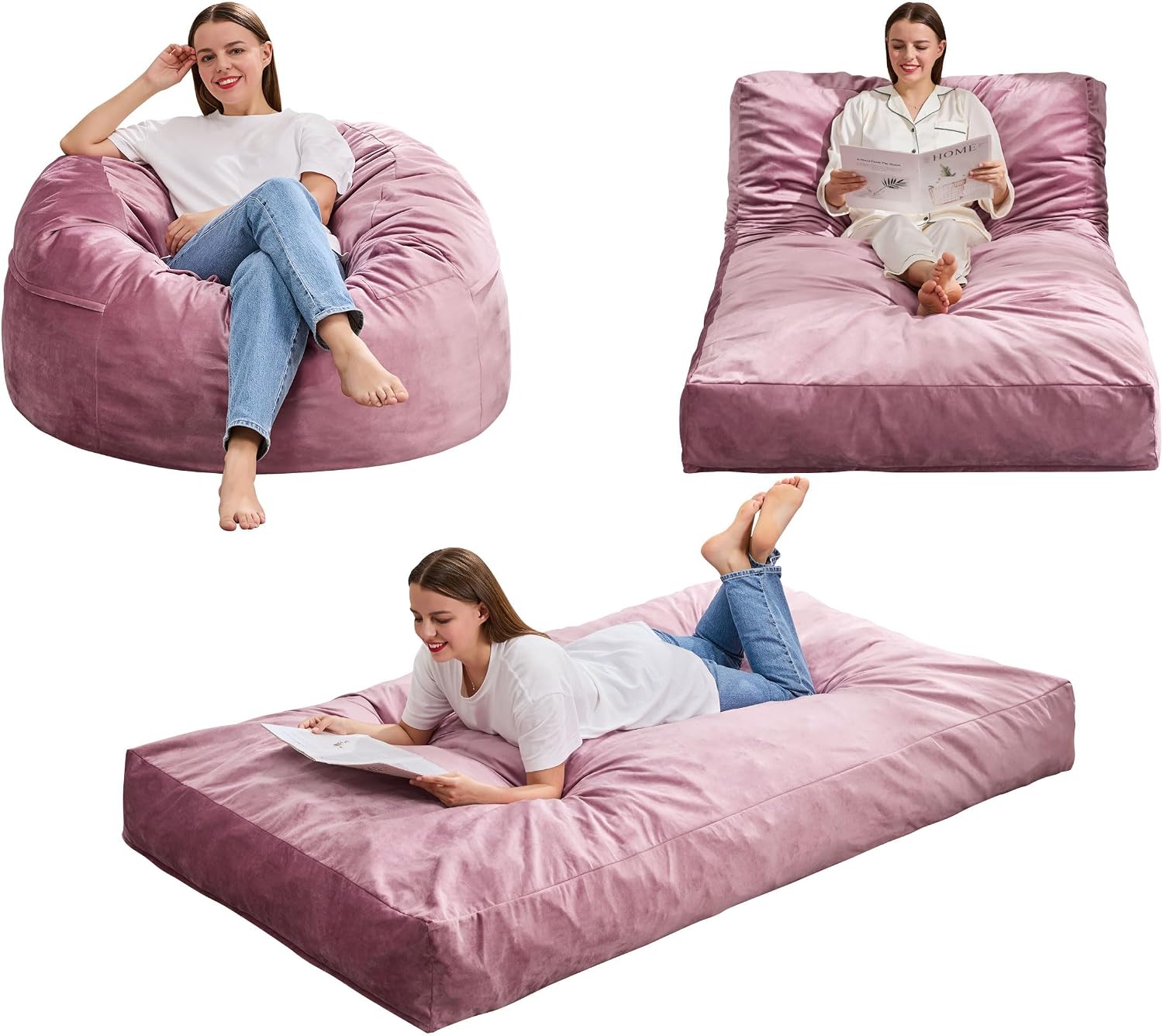 Detalle de Hobestluk 3-in-1 Bean Bag Chair, Twin Size