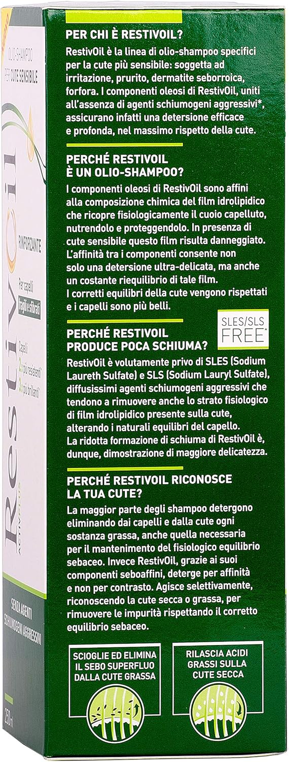 Detalle de RestivOil Activplus Olio Shampoo Rinforzante per Capelli Fragili e Sfibrati, Senza Schiuma, 250 ml