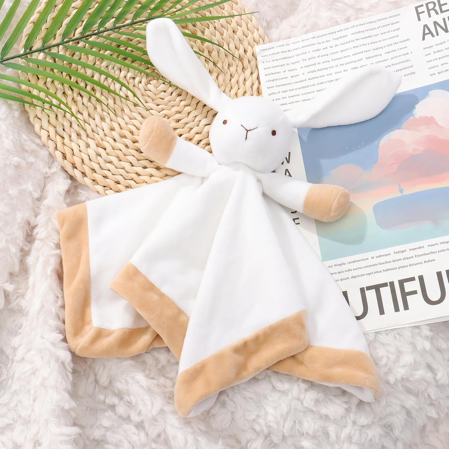 Thumbnail 2 de Apricot Lamb Baby Unisex White Bunny Security Blanket (14 Inches)