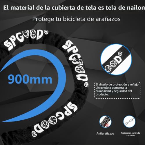 Thumbnail 1 de SPGOOD Candado para bicicleta con cadena de 90 cm, 6 mm y 3 llaves: seguridad con cubierta impermeable