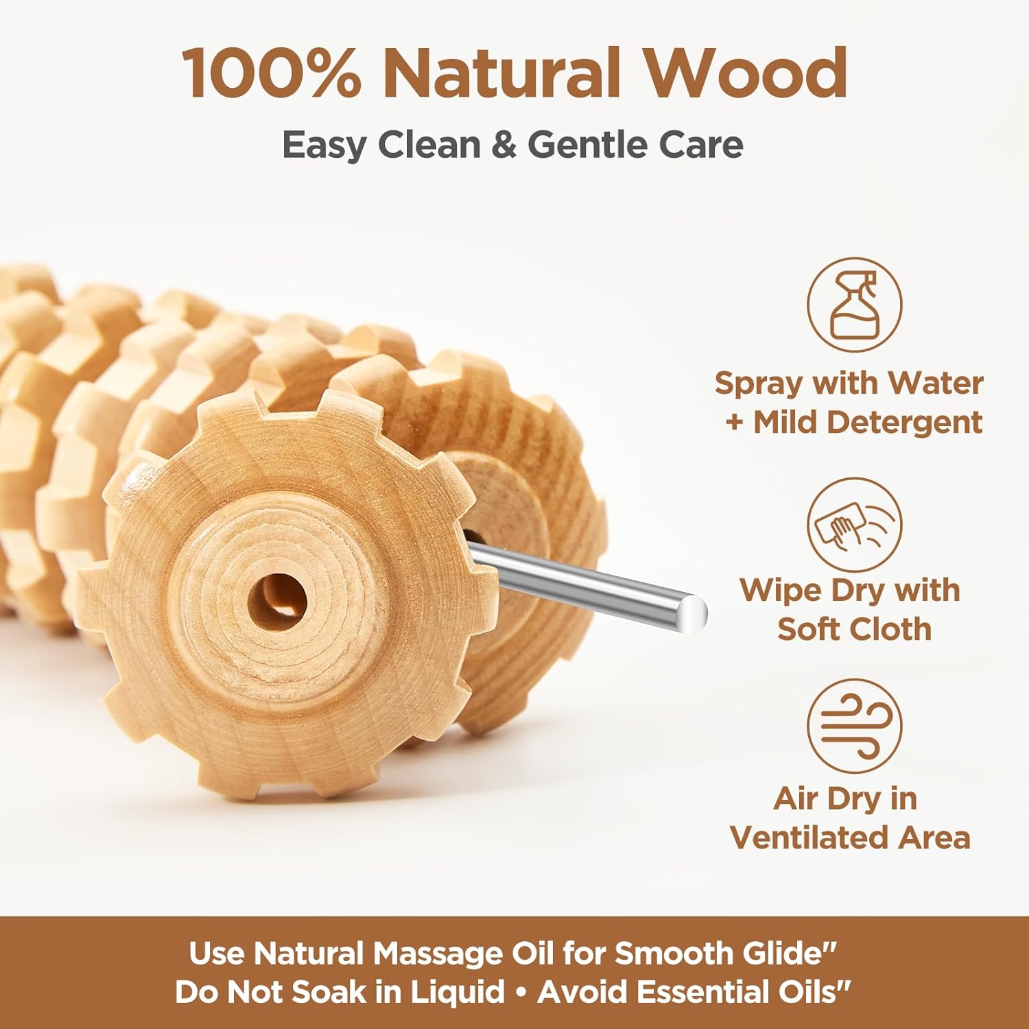 Thumbnail 5 de MZDXJ Wooden Cellulite Massage Roller – 12 Wheel Handheld Fascia Tool