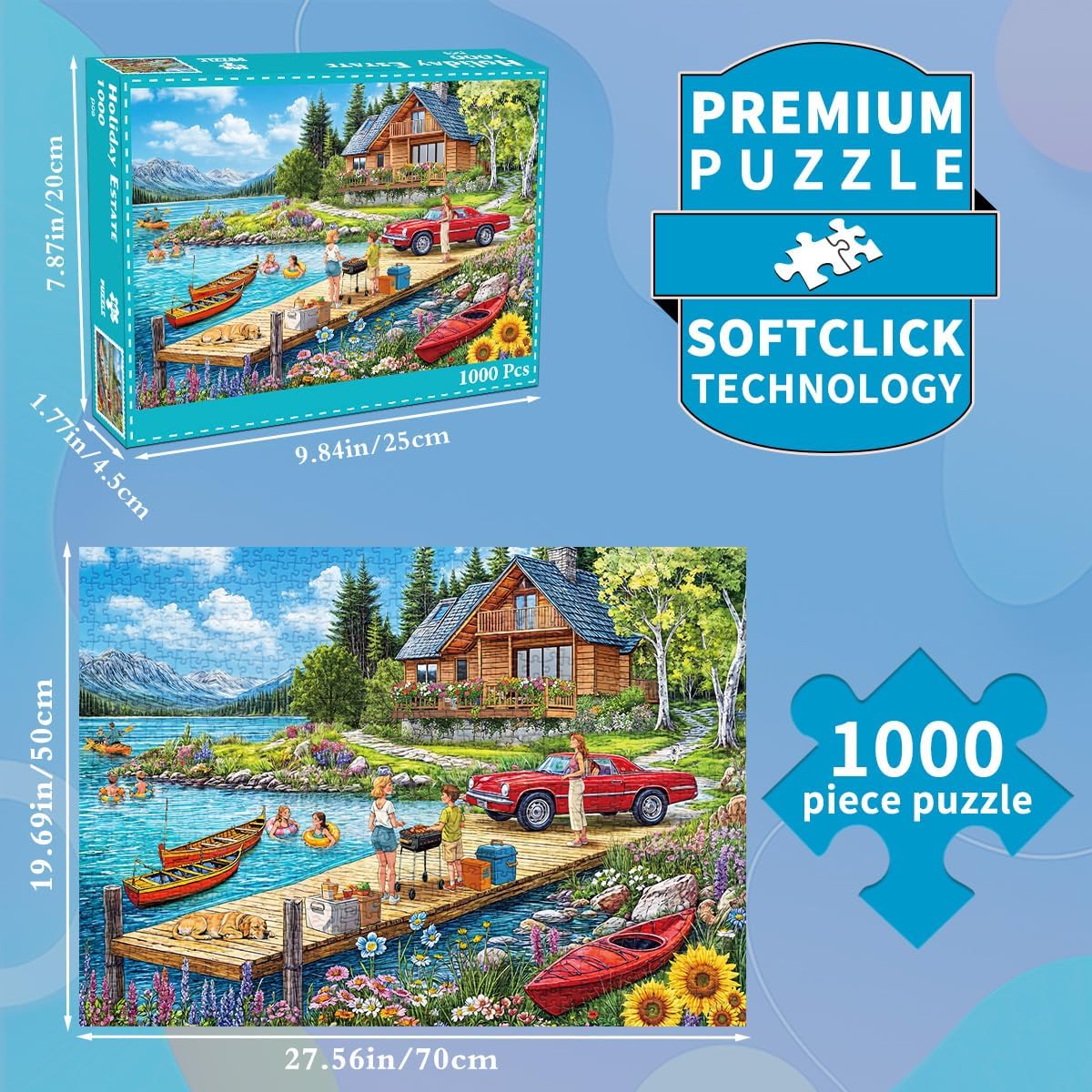 Detalle de Puzzle 1000 Teile für Erwachsene – Klassisches Lernspiel, 70 × 50 cm, ideale Dekoration