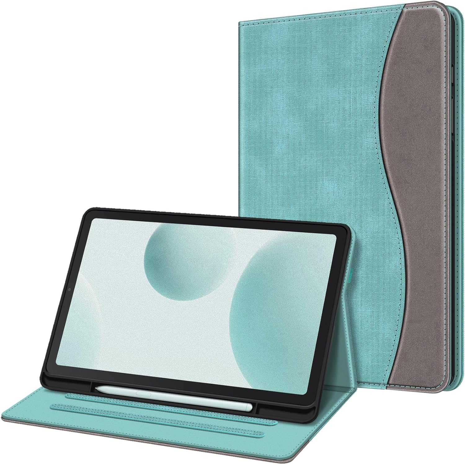 Detalle de Fintie Hülle für Samsung Galaxy Tab S6 Lite 10.4 (2024/2022/2020) – Soft-TPU Rückseite mit S-Pen-Halter, Jeansoptik Türkis