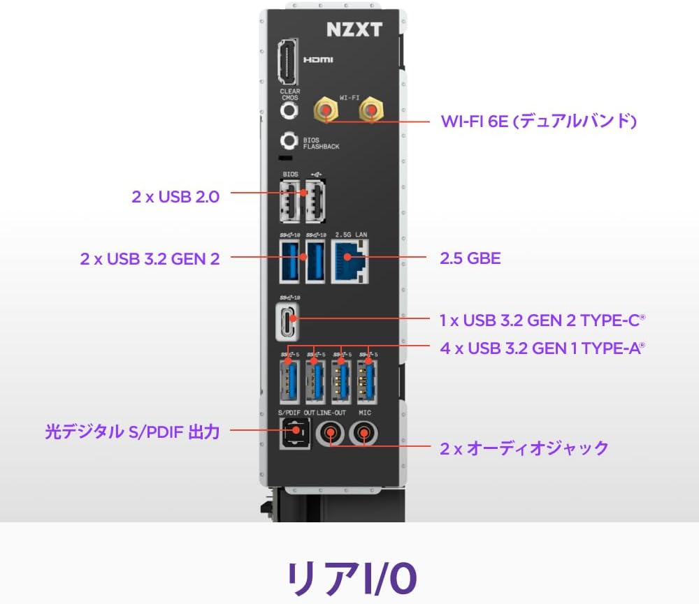 Detalle de NZXT N7-B85XT-B1 N7 B850 ATXマザーボード、黒色フルカバー・Wi-Fi 6E・PCIe 5.0対応