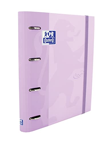 Detalle de Oxford Touch Archivador A4 de 4 anillas con tapas duras y recambio 5x5 – Malva