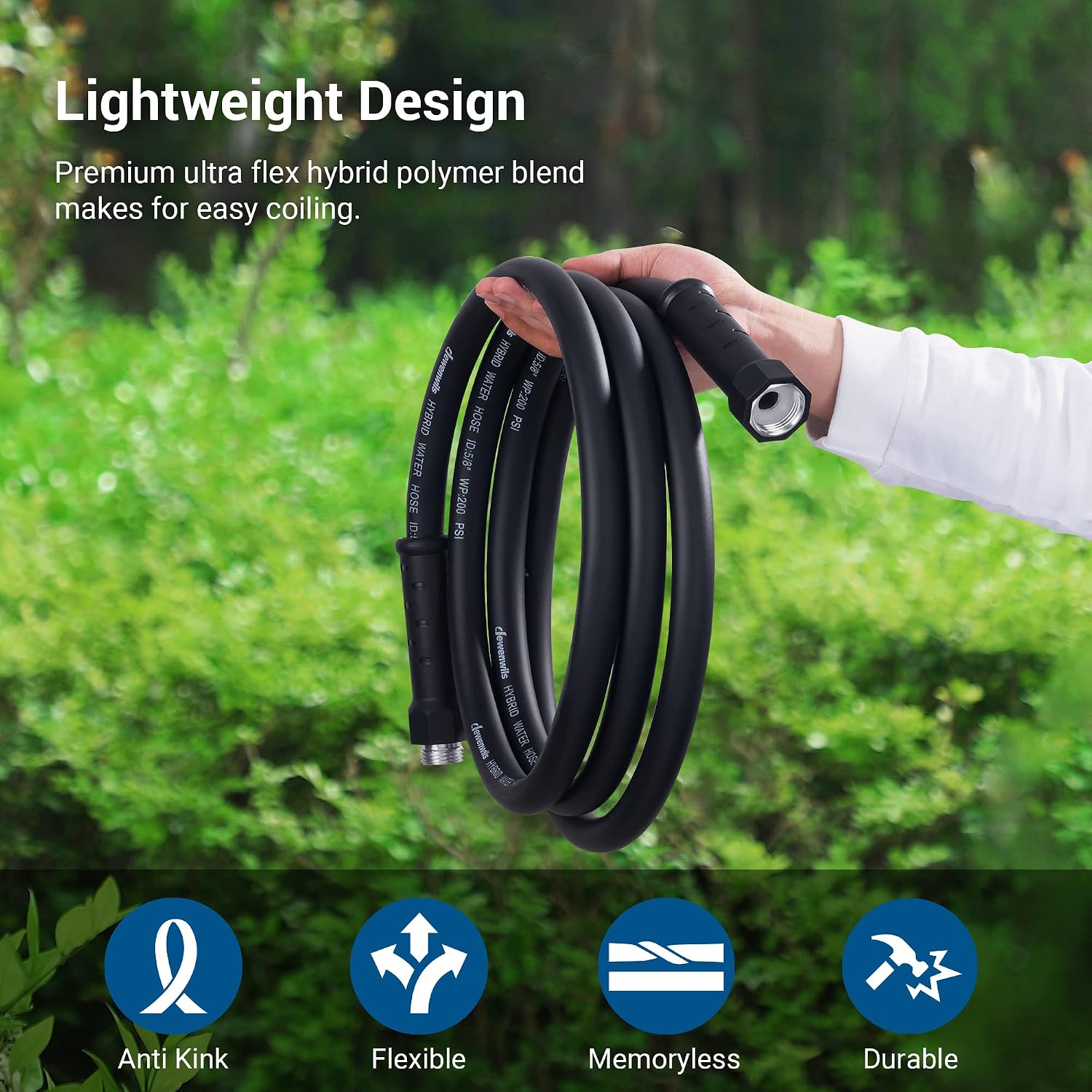 Thumbnail 2 de DEWENWILS 75 ft Hybrid Garden Hose with Swivel Handle — Heavy Duty, Lightweight & Drinking-Water Safe