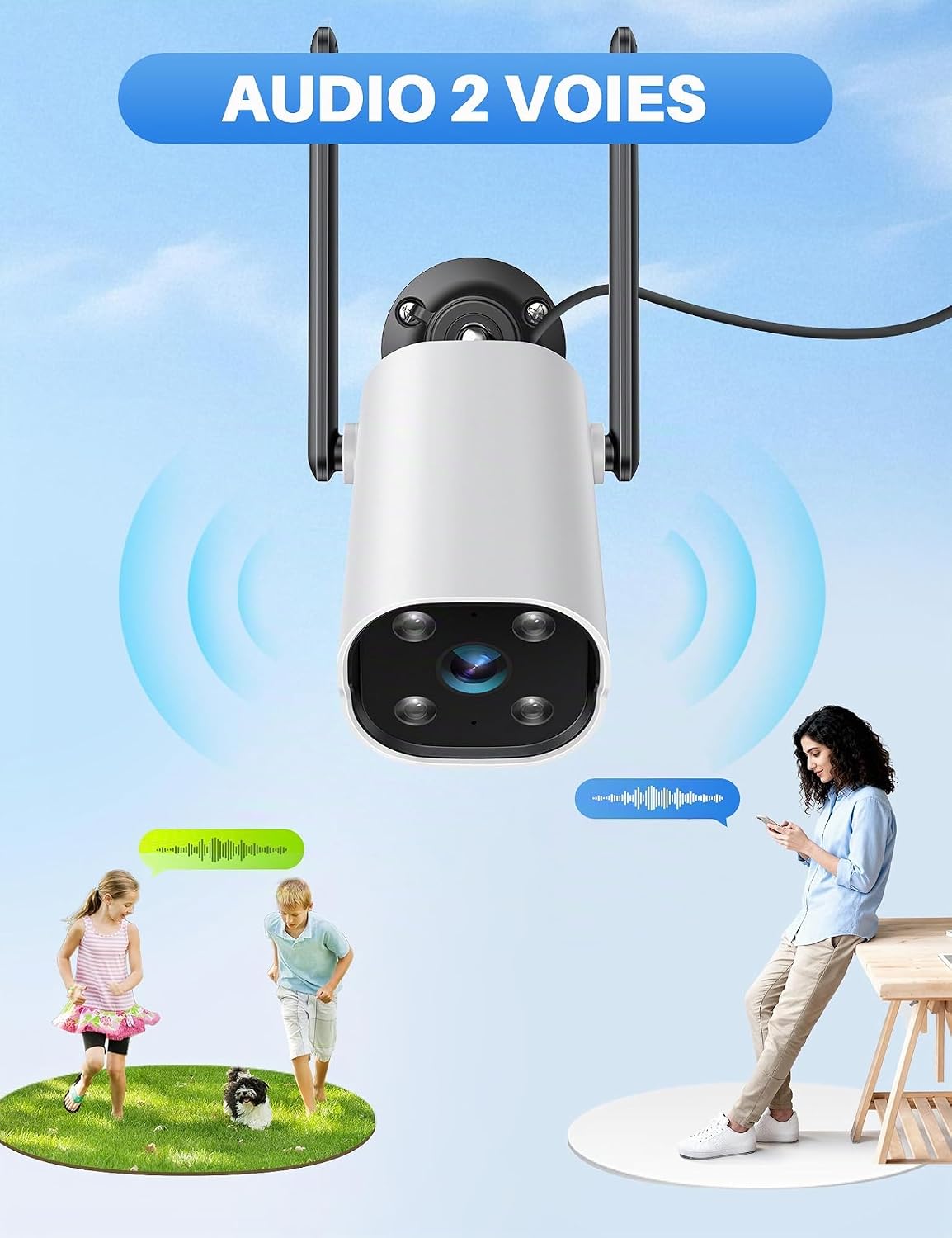Detalle de WOLFANG 2K caméra surveillance WiFi extérieure